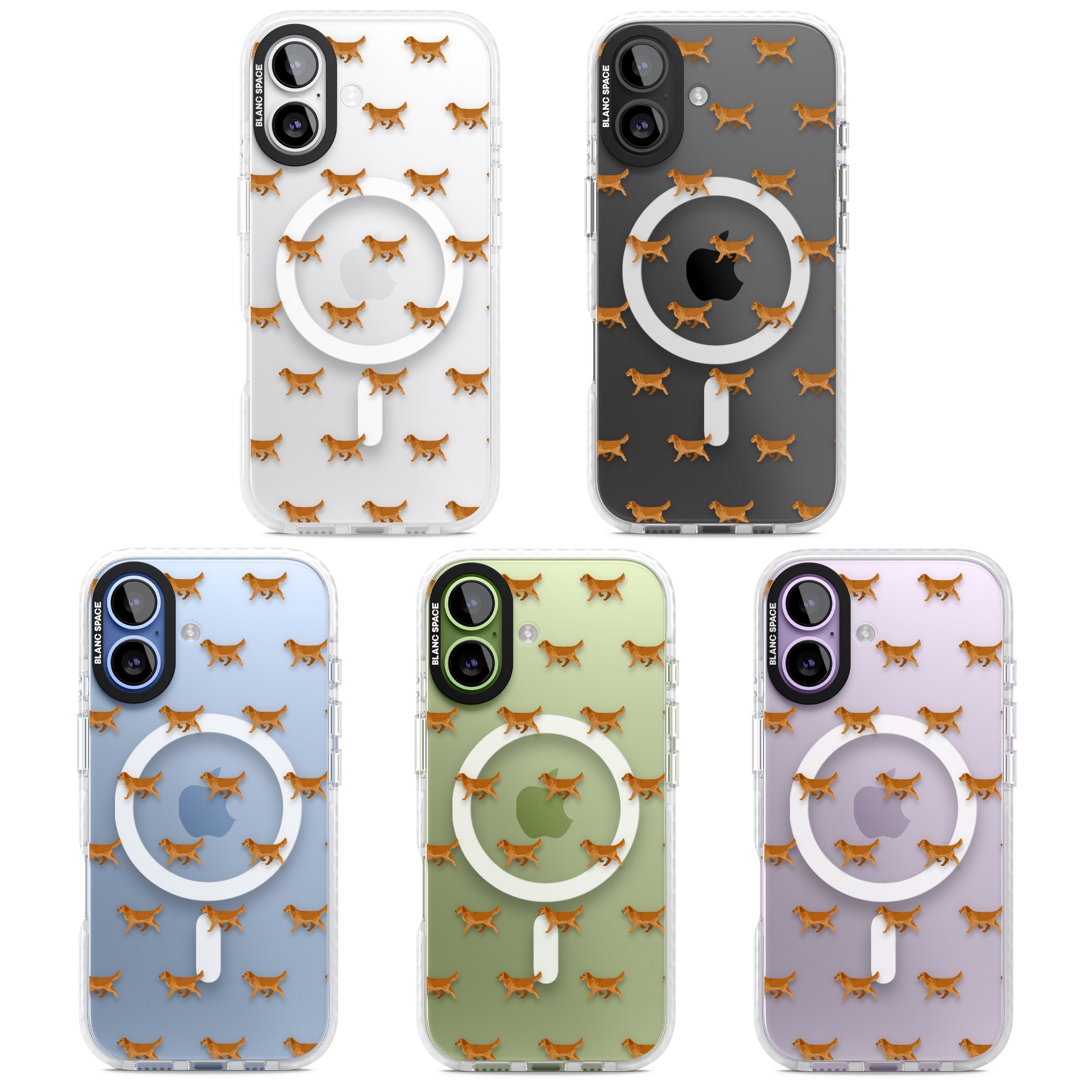 Golden Retriever Dog Pattern Clear iPhone 17 Impact Pro Clear Phone Case APT Impact Protection