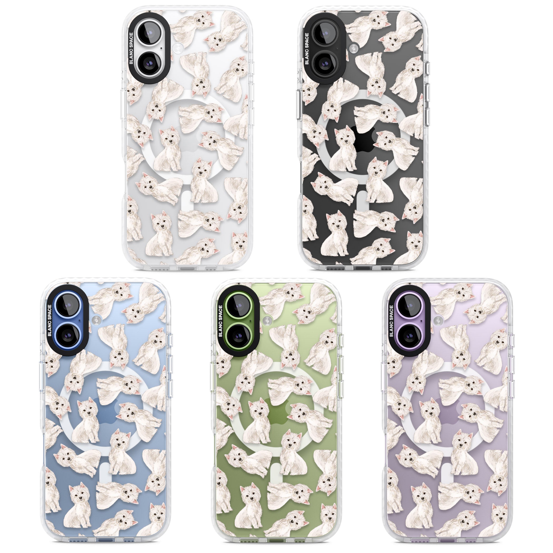 Westie Dog Pattern iPhone 17 Impact Pro Clear Phone Case APT Impact Protection