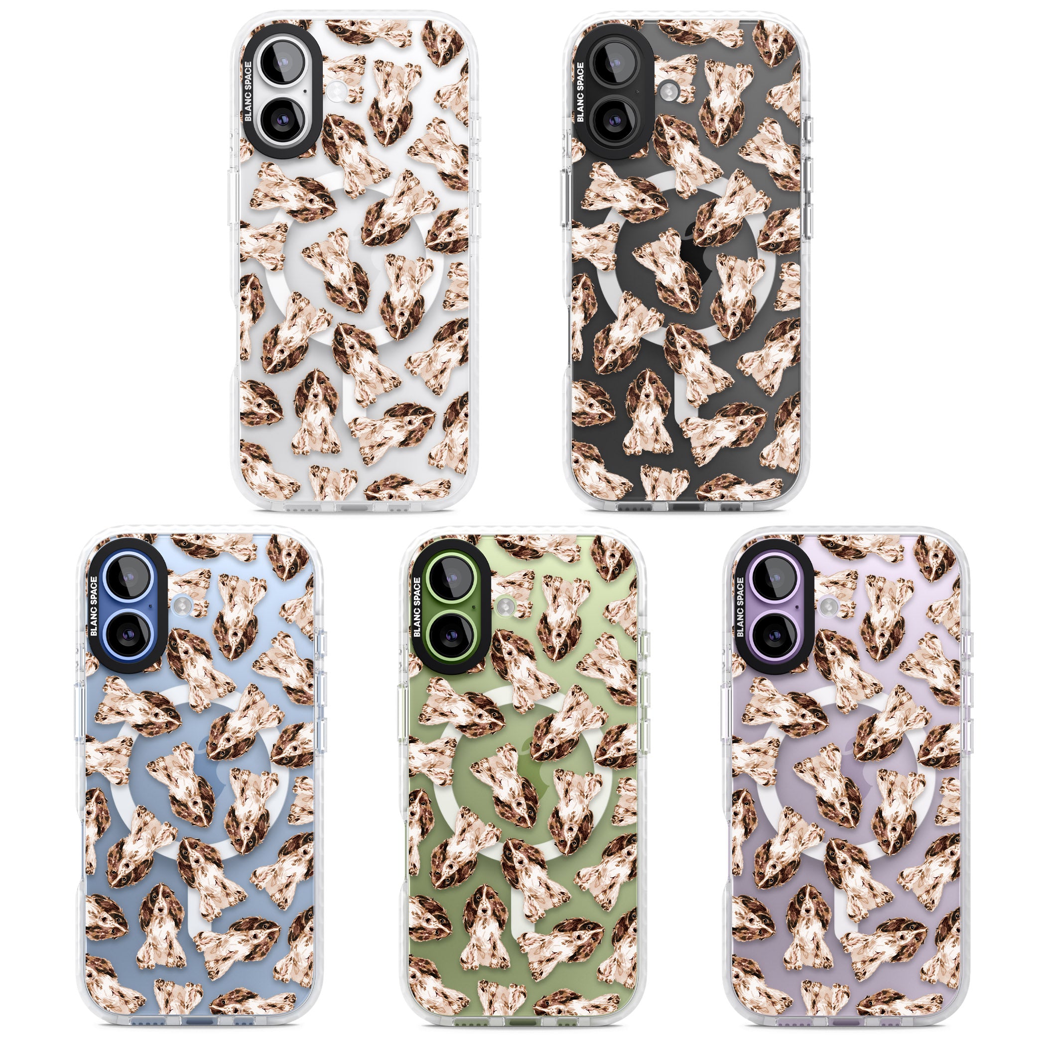 Cocker Spaniel (Brown) Watercolour Dog Pattern iPhone 17 Impact Pro Clear Phone Case APT Impact Protection