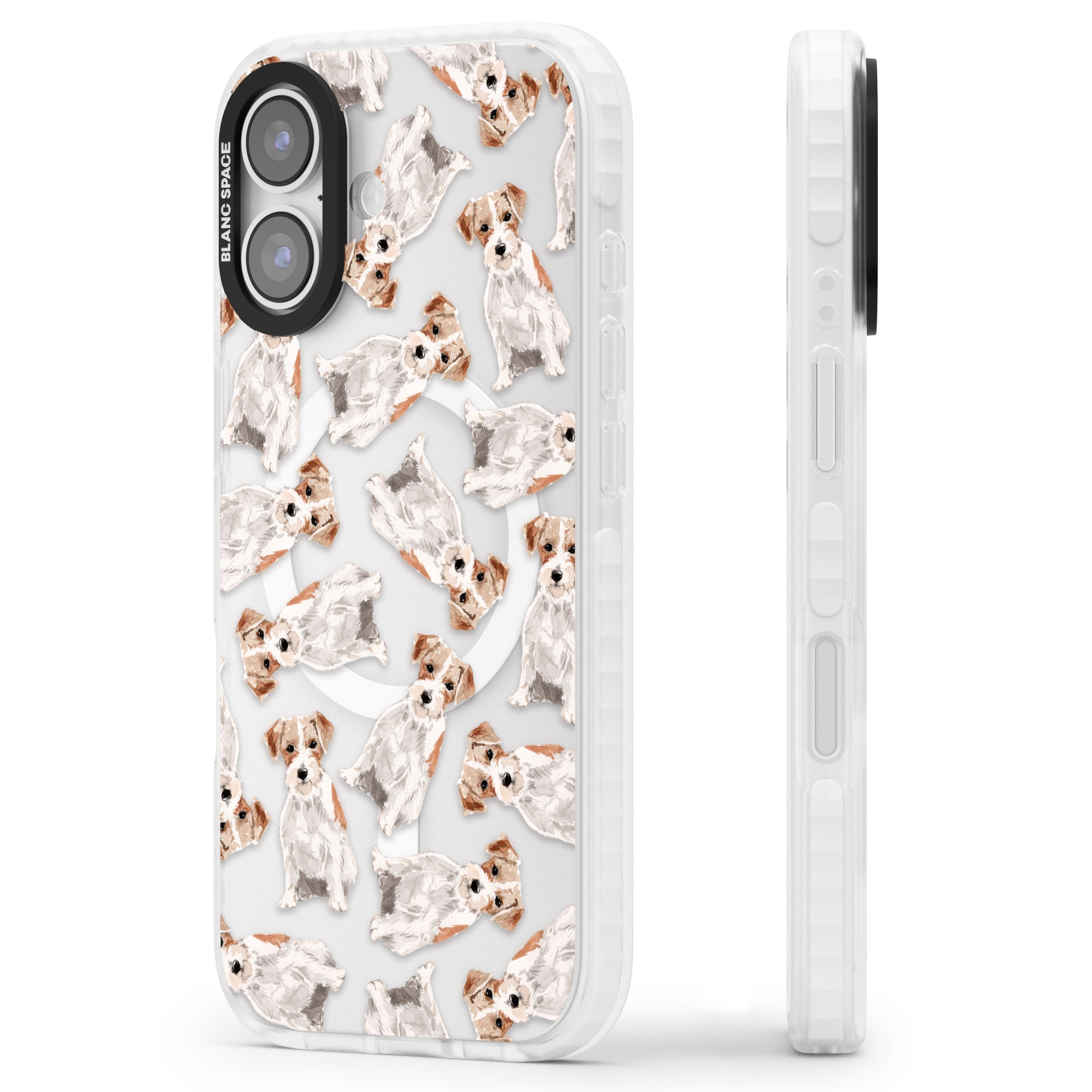 Whimsical Wirehaired Jack Russell iPhone 17 Impact Pro Clear Phone Case Side Profile