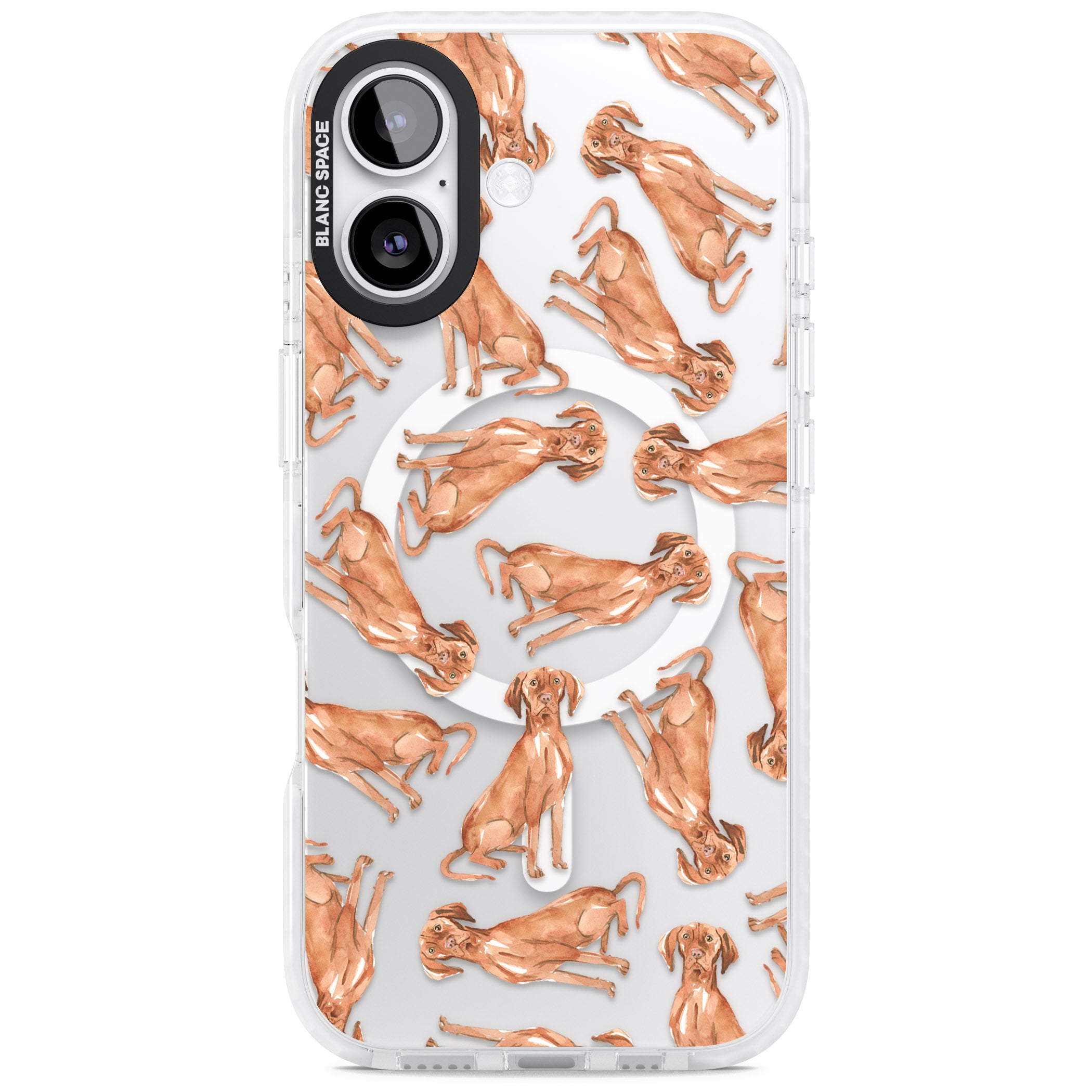 Hungarian Vizsla Watercolor Pattern iPhone 17 Impact Pro Clear Phone Case