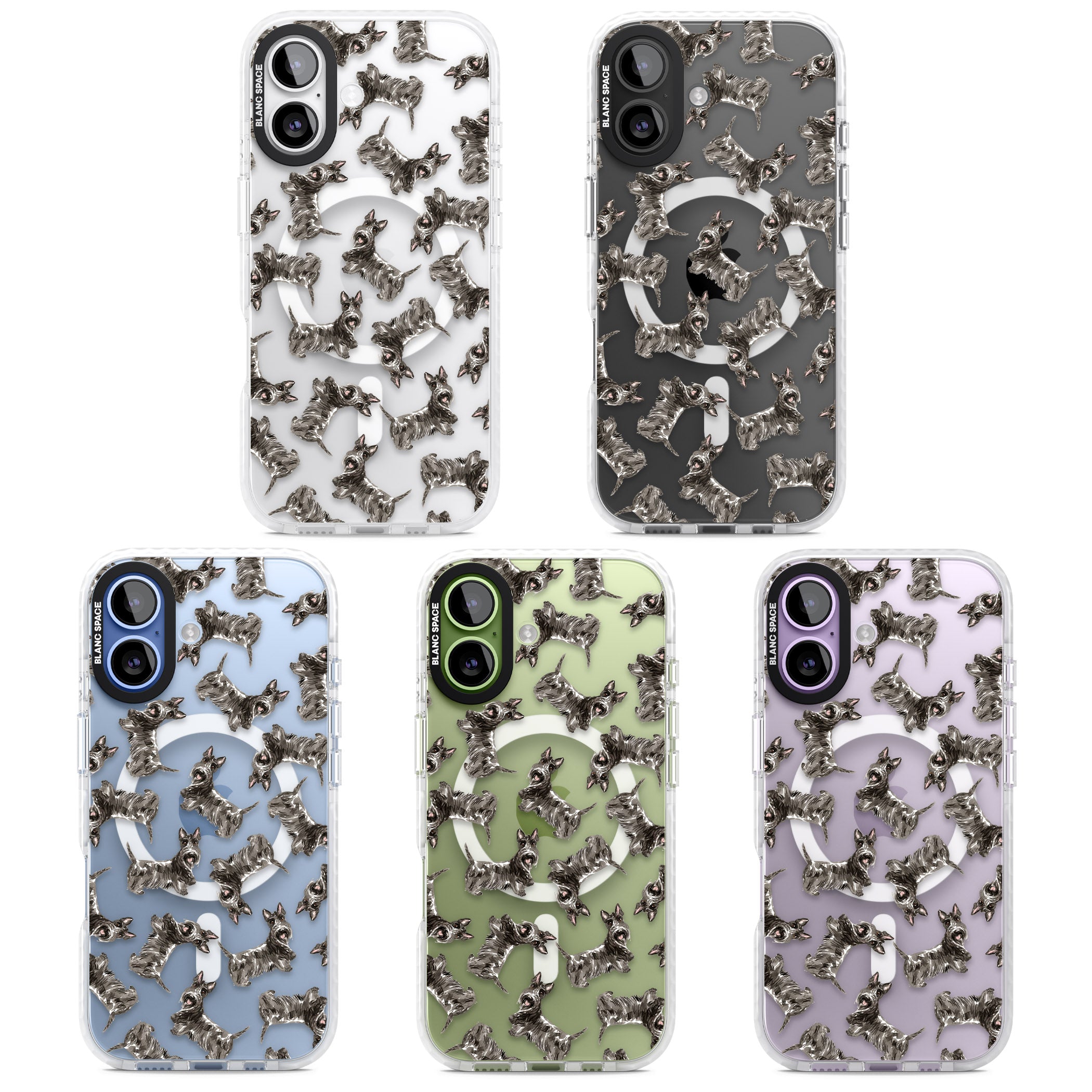 Scottish Terrier Pattern iPhone 17 Impact Pro Clear Phone Case APT Impact Protection