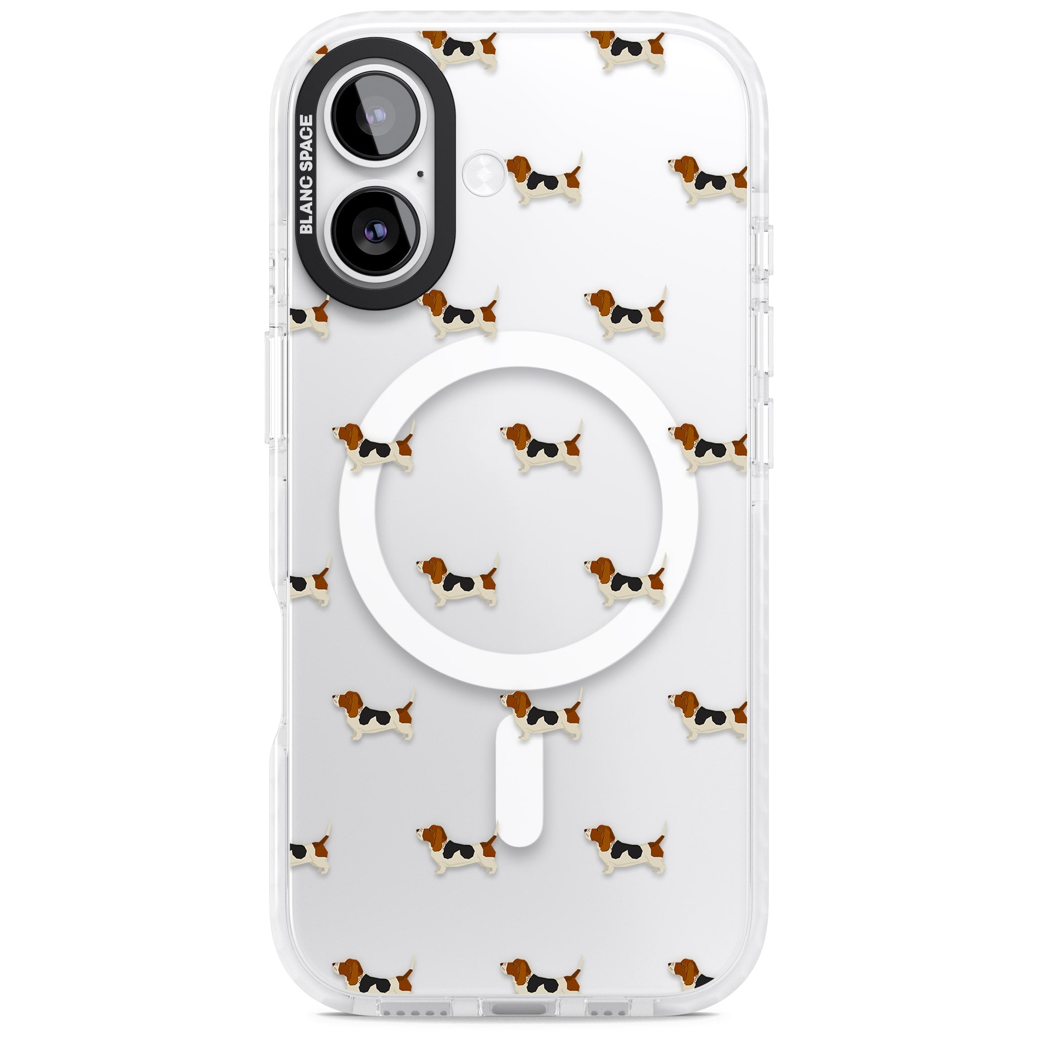 Basset Hound Pattern iPhone 17 Impact Pro Clear Phone Case