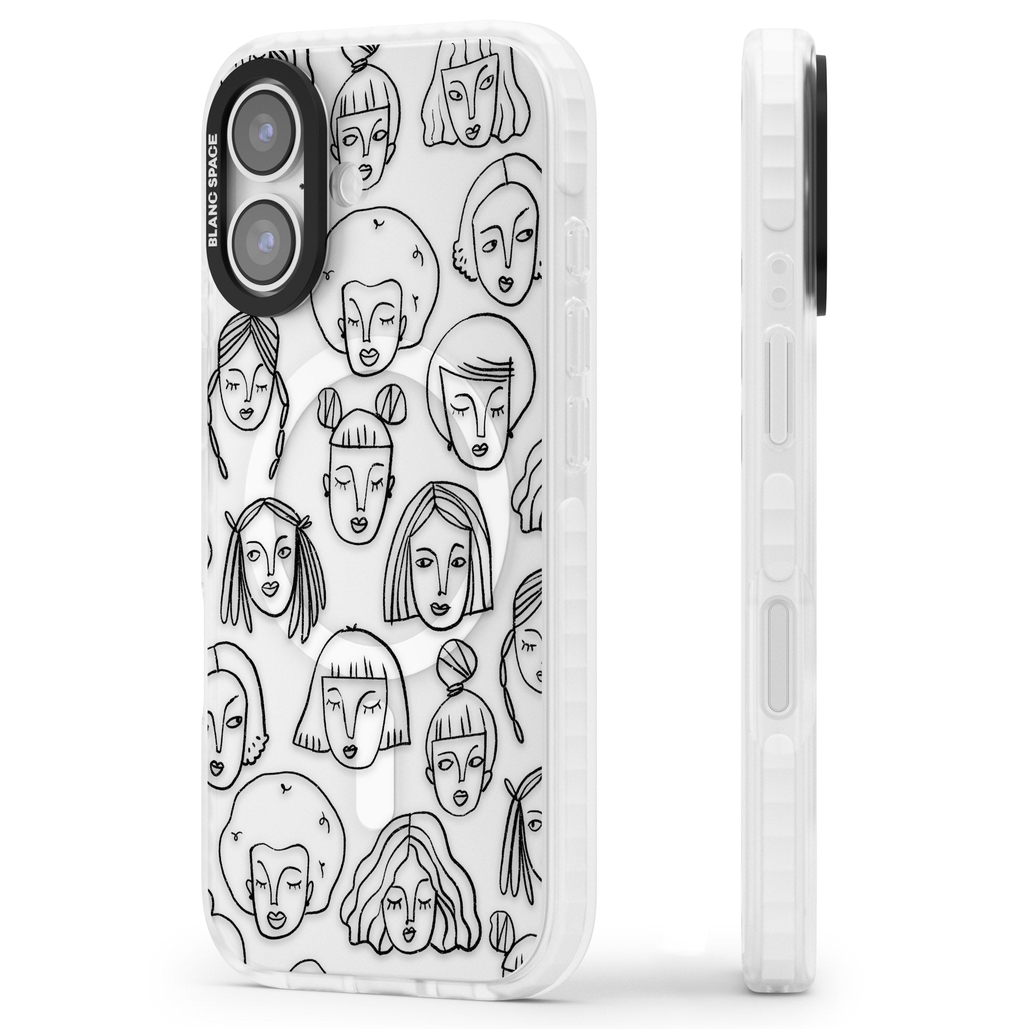 Doodle Face iPhone 17 Impact Pro Clear Phone Case Side Profile