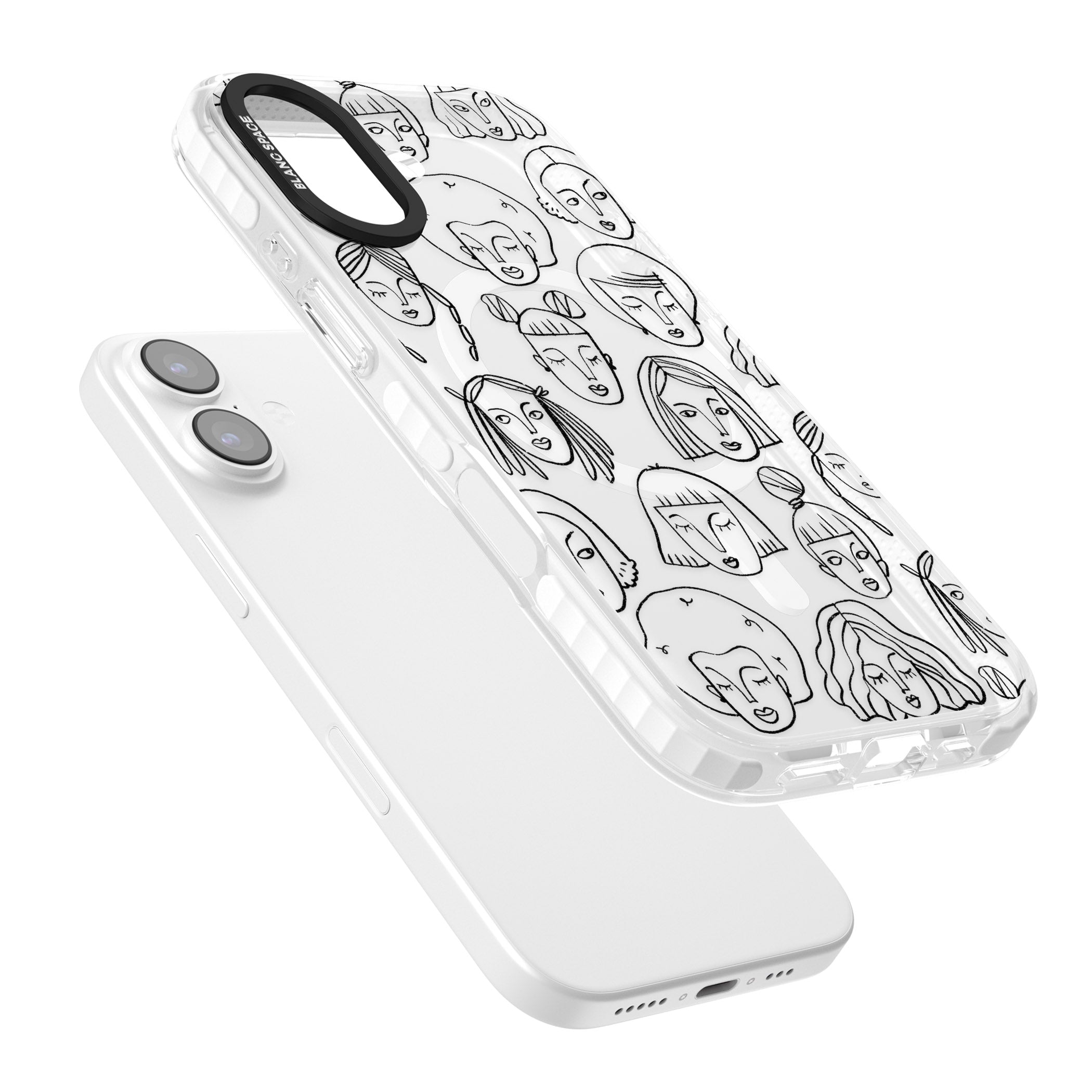 Doodle Face iPhone 17 Impact Pro Clear Phone Case Colours