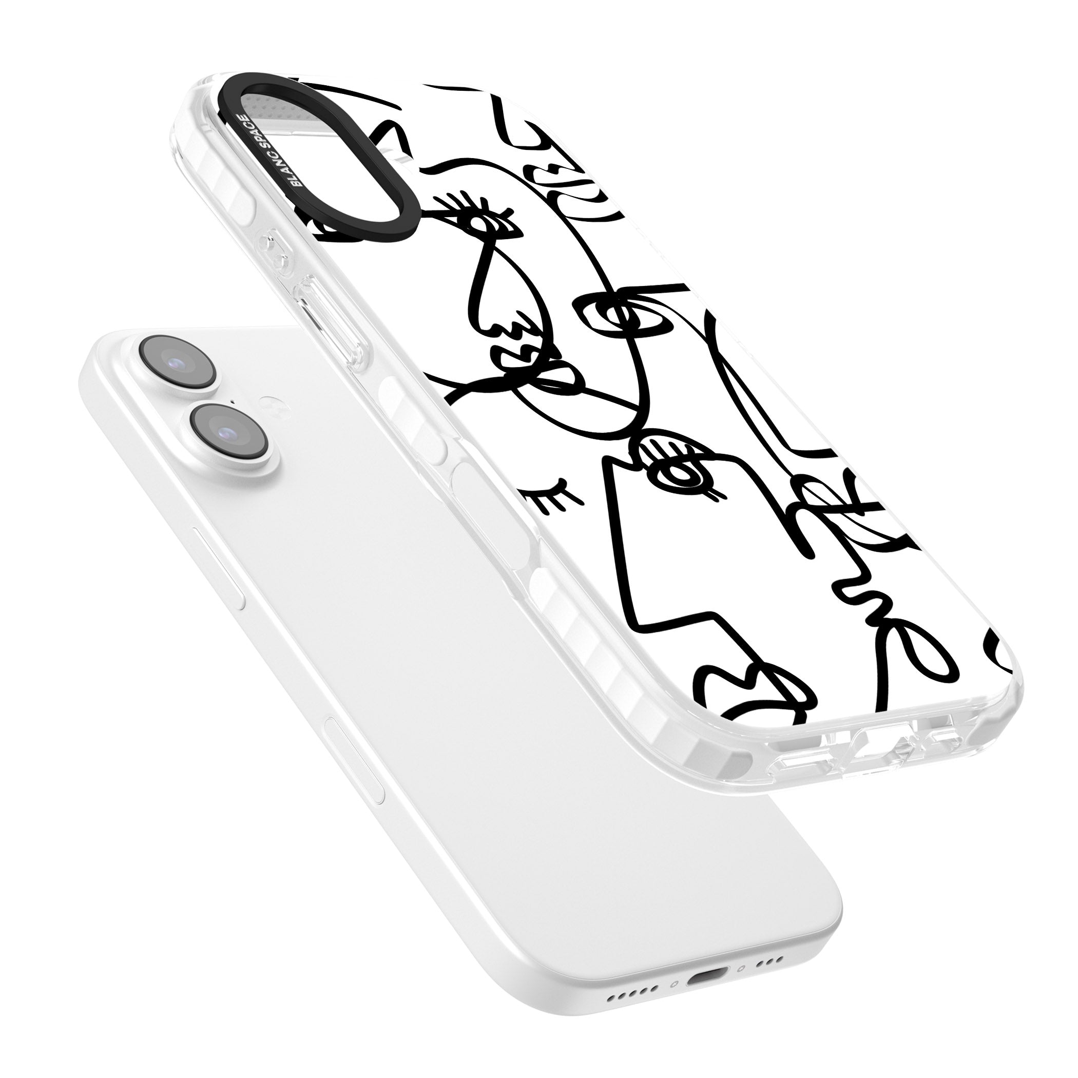 Abstract Line Art Black White iPhone 17 Impact Pro Clear Phone Case Colours