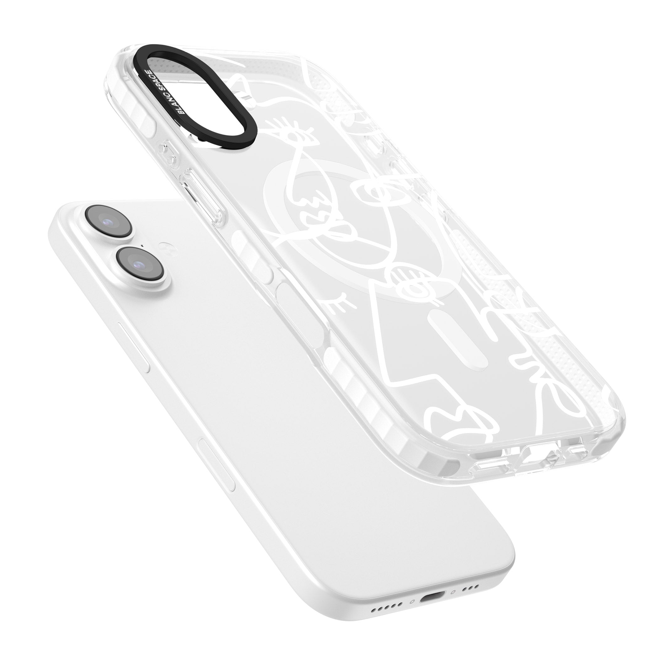 Abstract Line Art White Clear iPhone 17 Impact Pro Clear Phone Case Colours