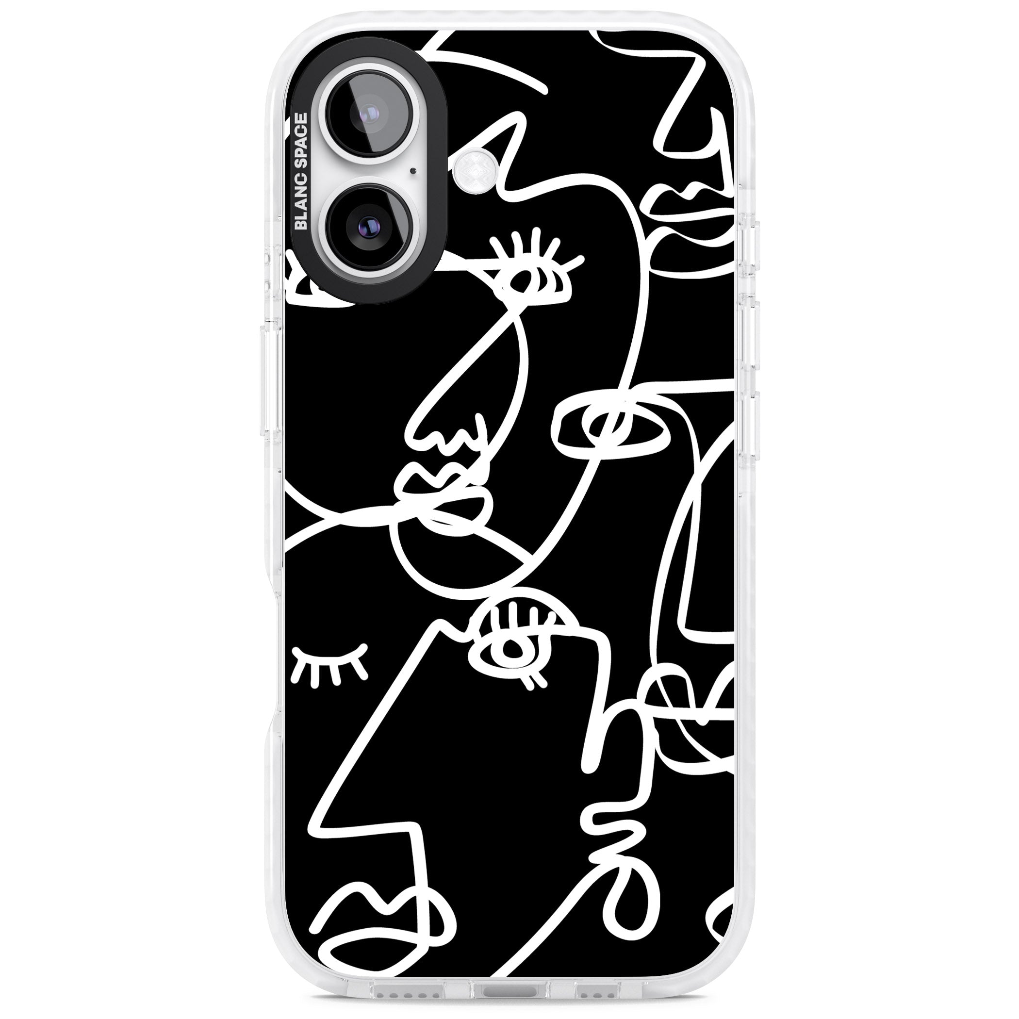 Abstract Line Art White Black iPhone 17 Impact Pro Clear Phone Case