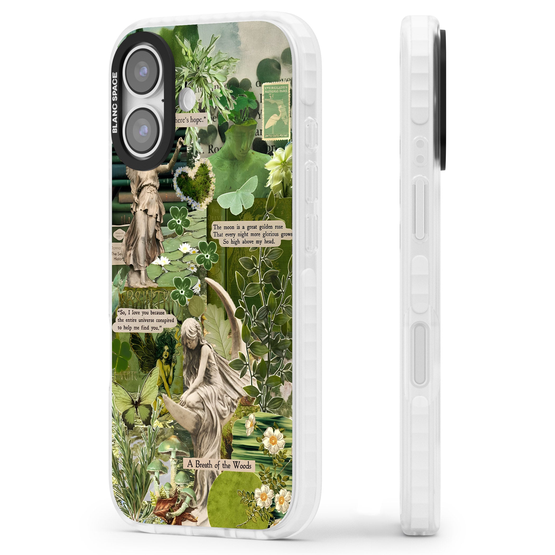 Enchanted Forest Green iPhone 17 Impact Pro Clear Phone Case Side Profile