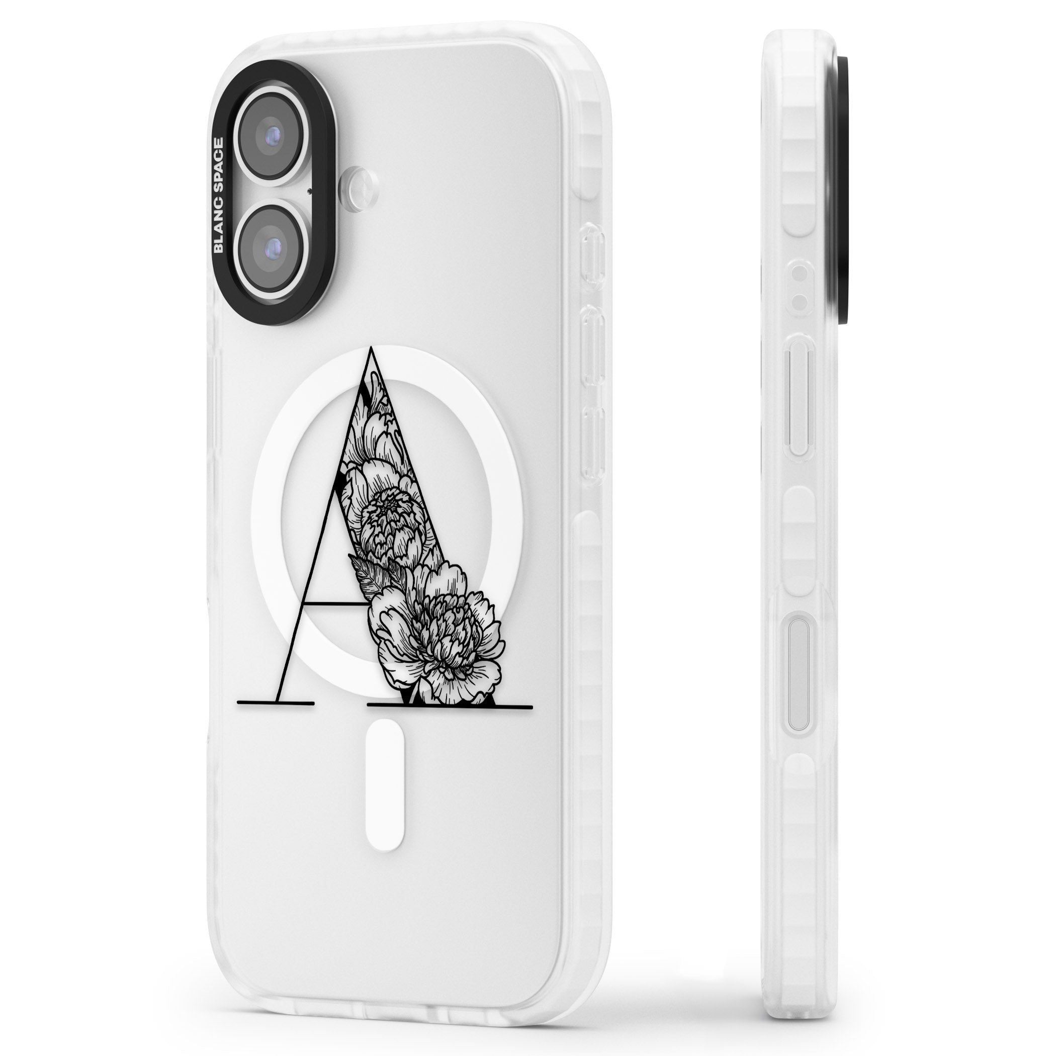 Personalised Floral Monogram iPhone 17 Impact Pro Clear Phone Case Side Profile