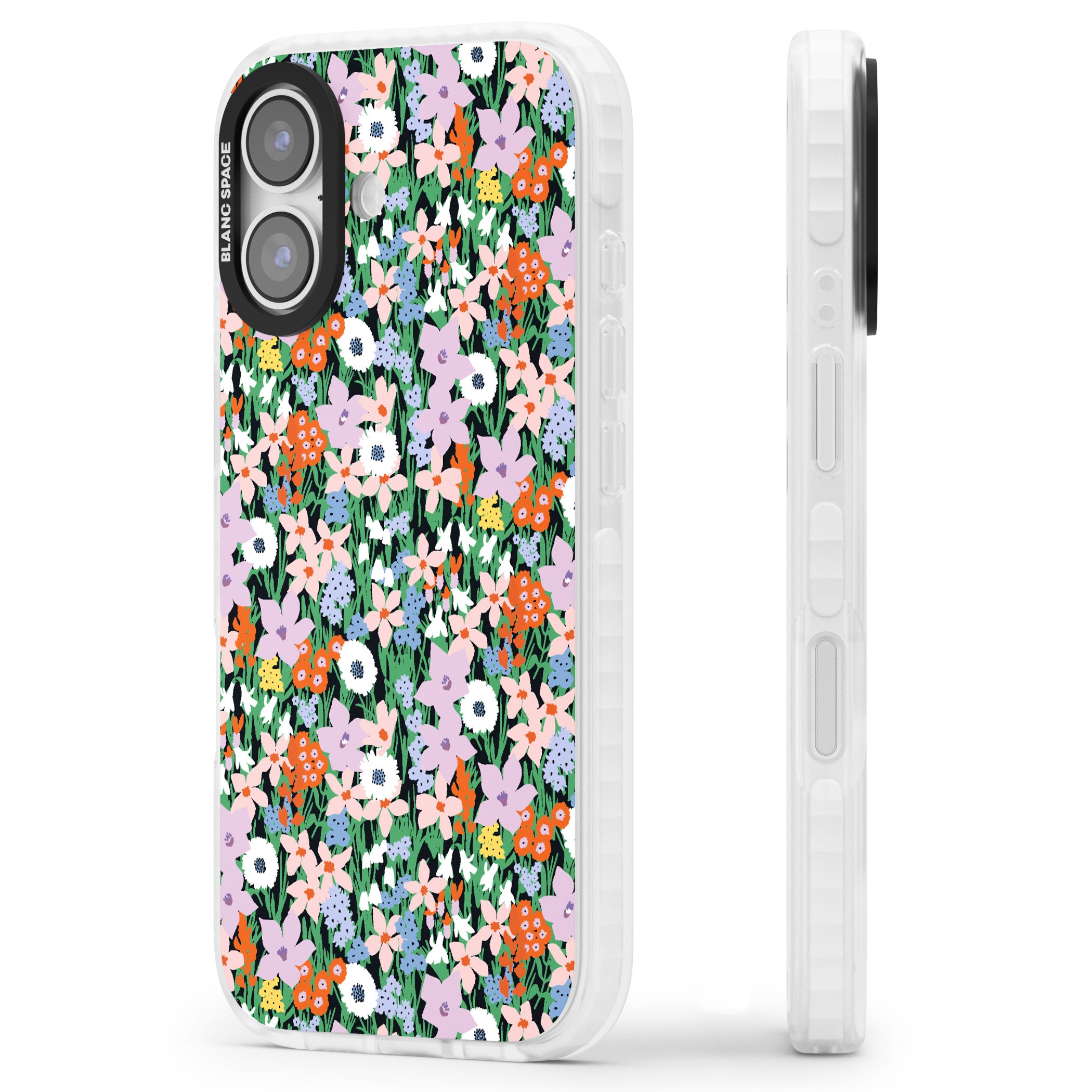 Jazzy Floral Mix iPhone 17 Impact Pro Clear Phone Case Side Profile