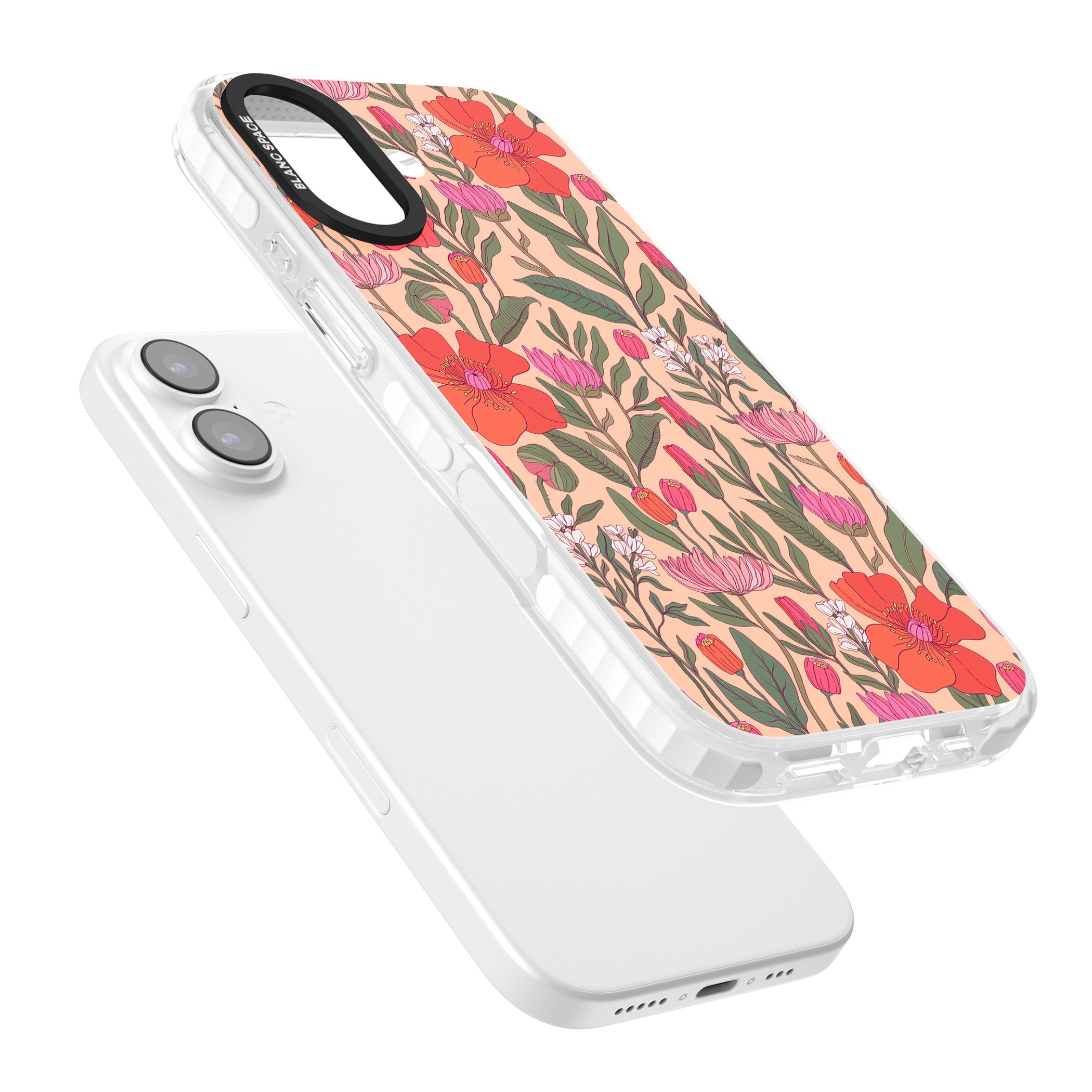Peachy Floral Background iPhone 17 Impact Pro Clear Phone Case Colours