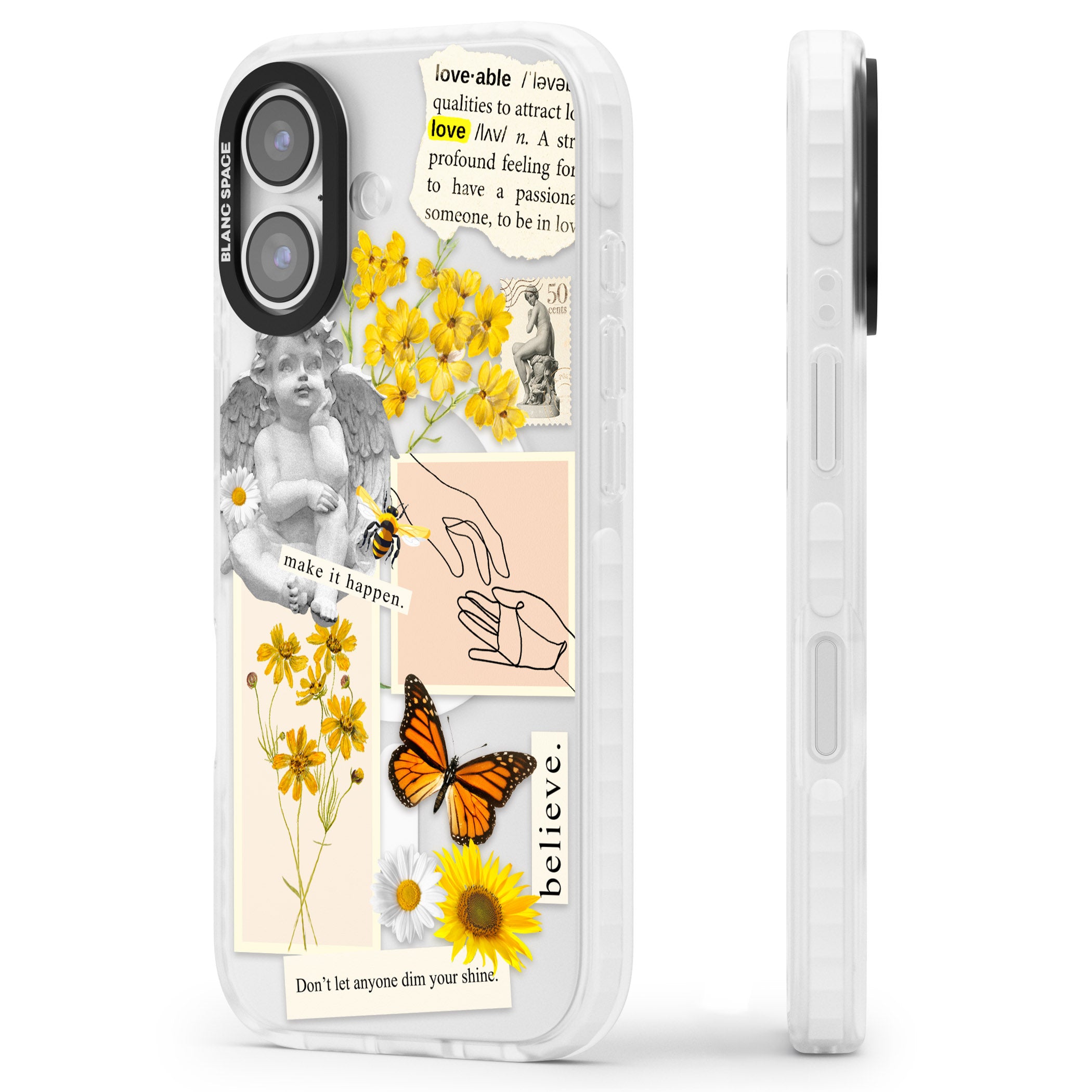 Vintage Wildflower Collage iPhone 17 Impact Pro Clear Phone Case Side Profile