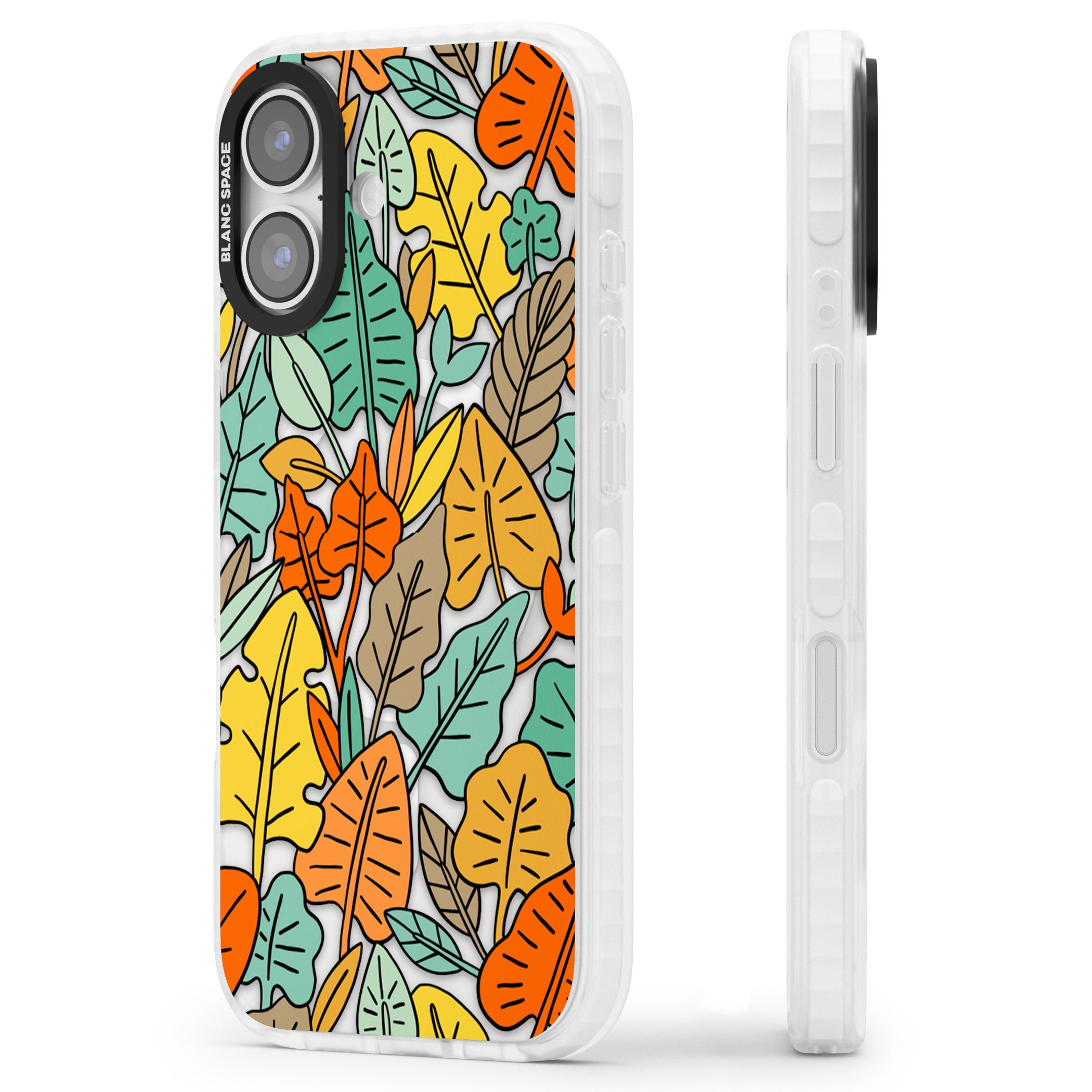 Pastel Toned Autumn Leaves iPhone 17 Impact Pro Clear Phone Case Side Profile