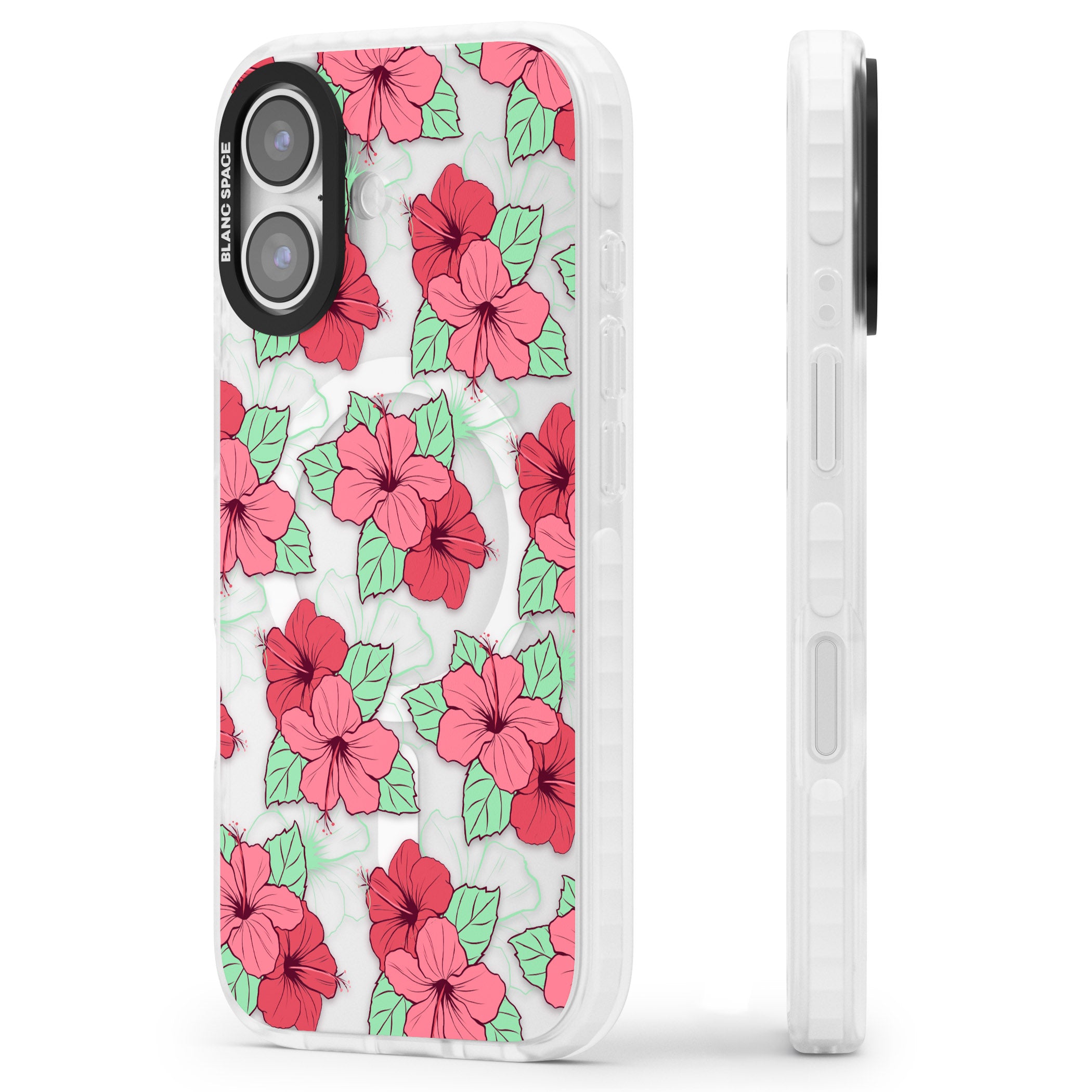 Pink Peony iPhone 17 Impact Pro Clear Phone Case Side Profile