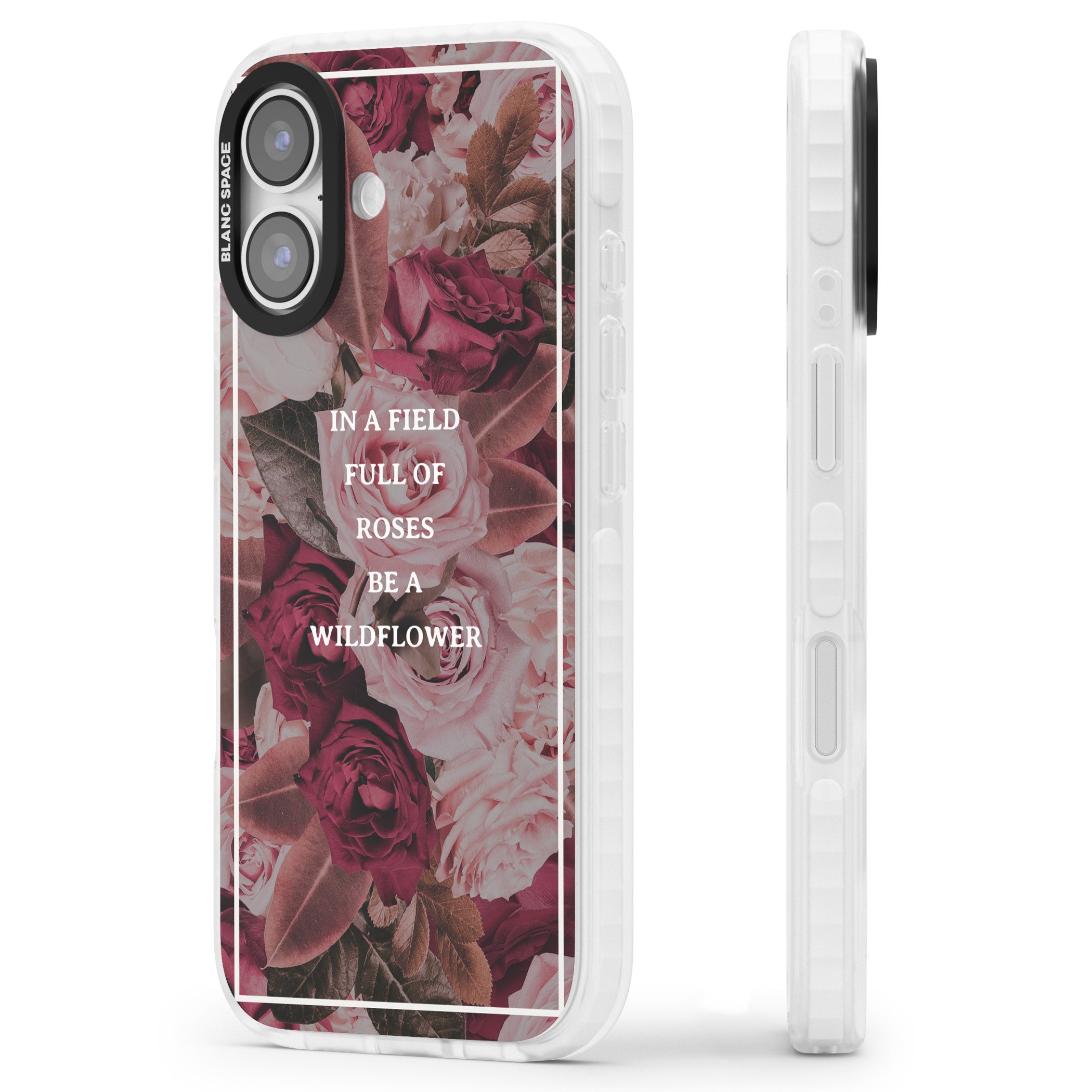 Wildflower Floral Quote iPhone 17 Impact Pro Clear Phone Case Side Profile