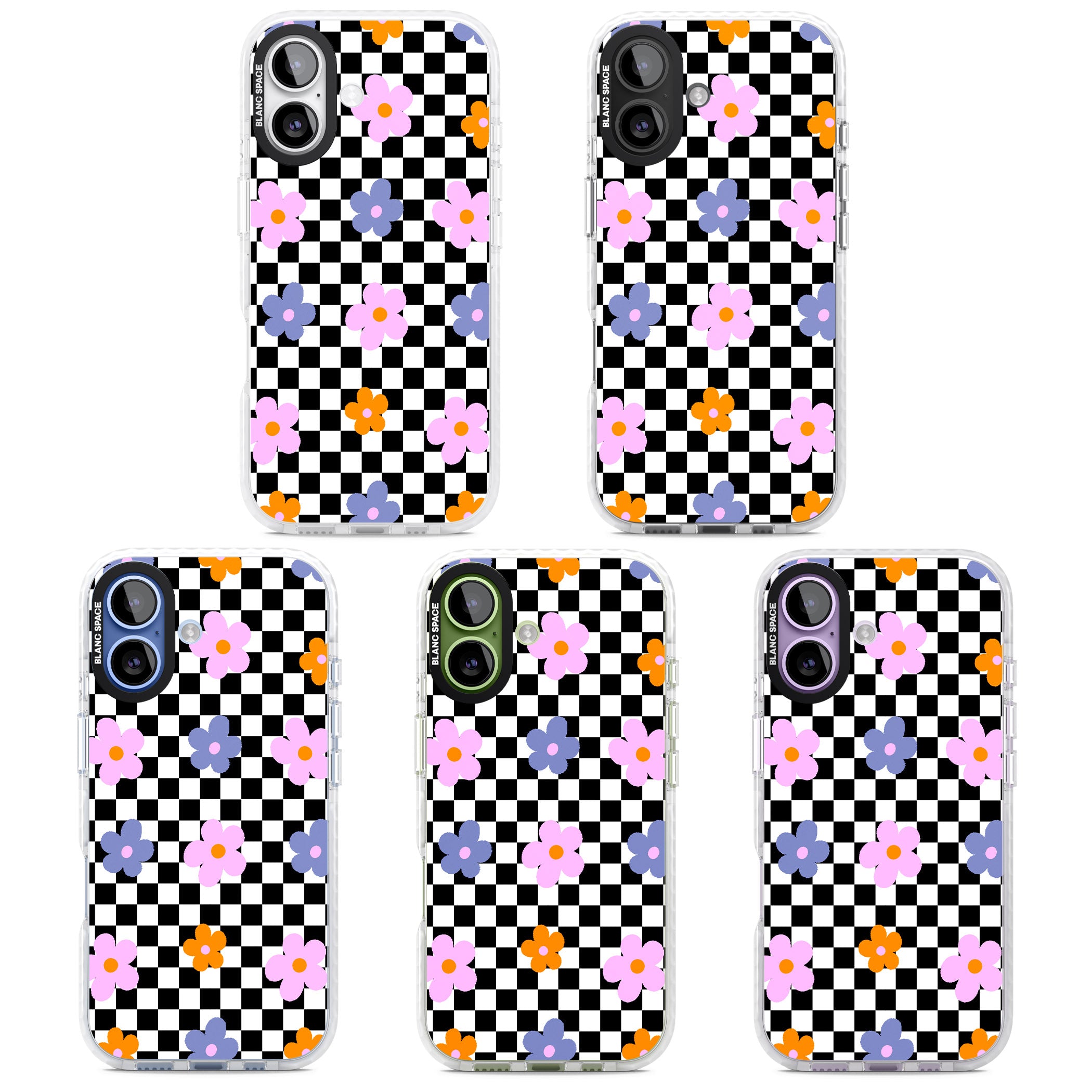 Checkered Blossom iPhone 17 Impact Pro Clear Phone Case APT Impact Protection