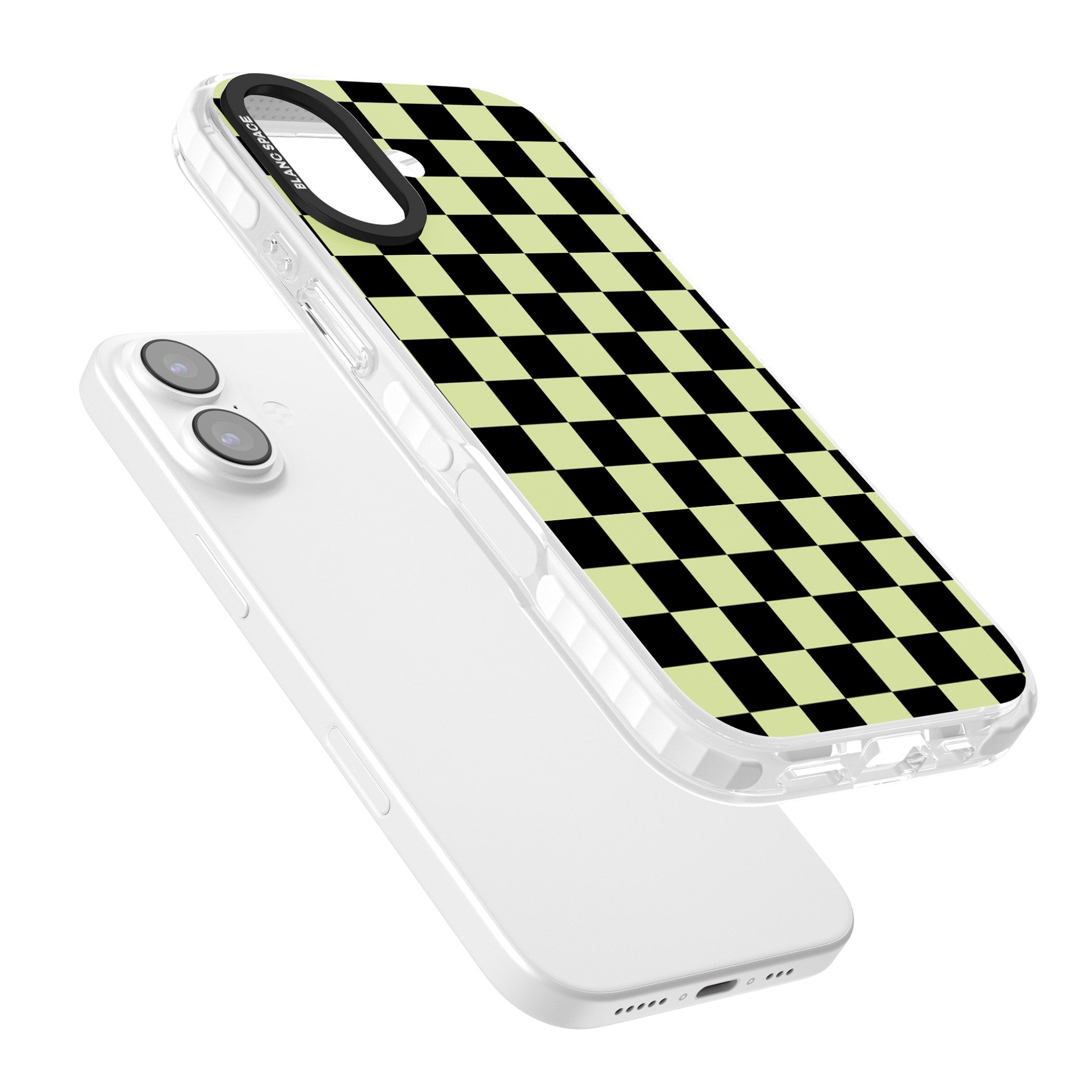 Black & Lime Check iPhone 17 Impact Pro Clear Phone Case Colours