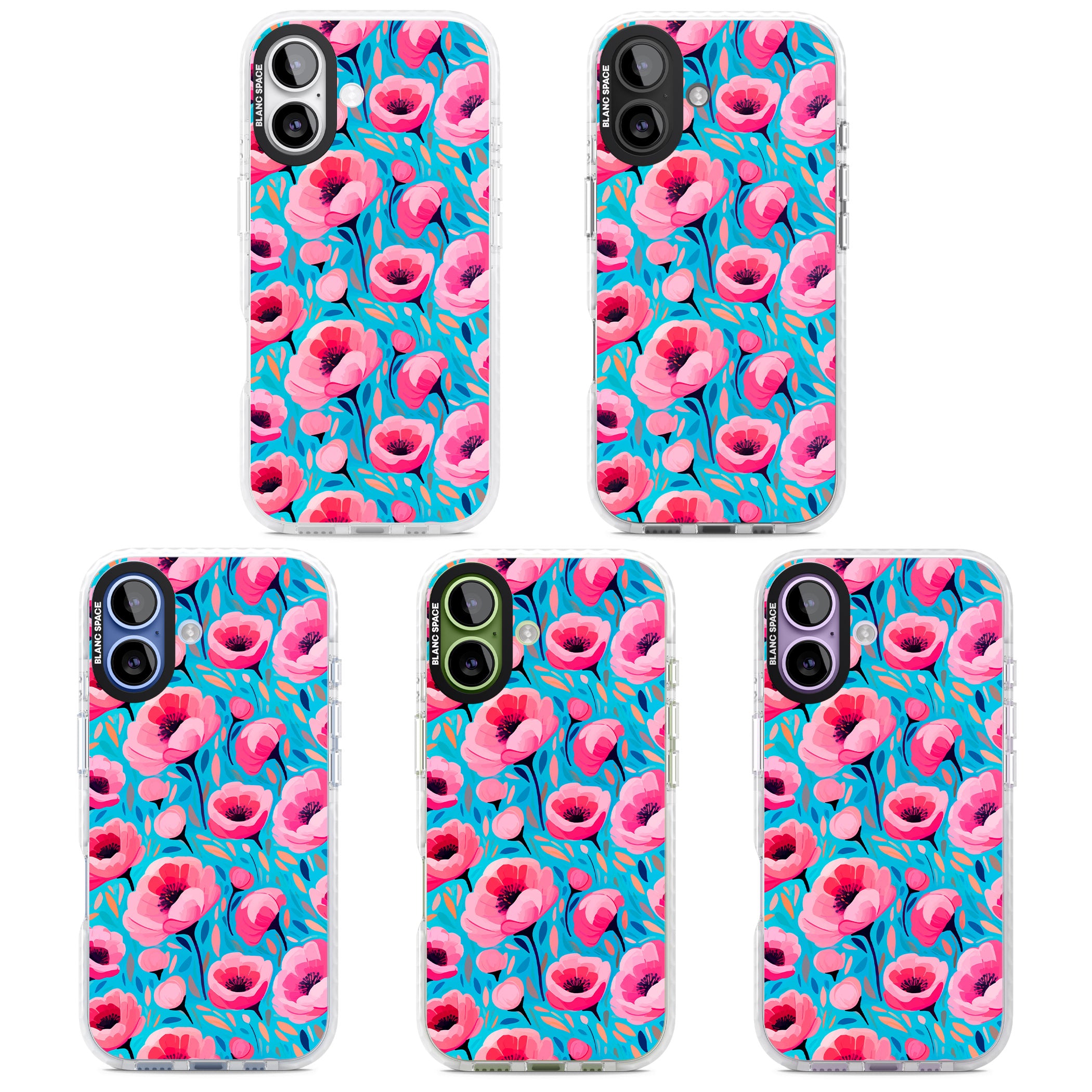 Tropical Pink Poppies iPhone 17 Impact Pro Clear Phone Case APT Impact Protection