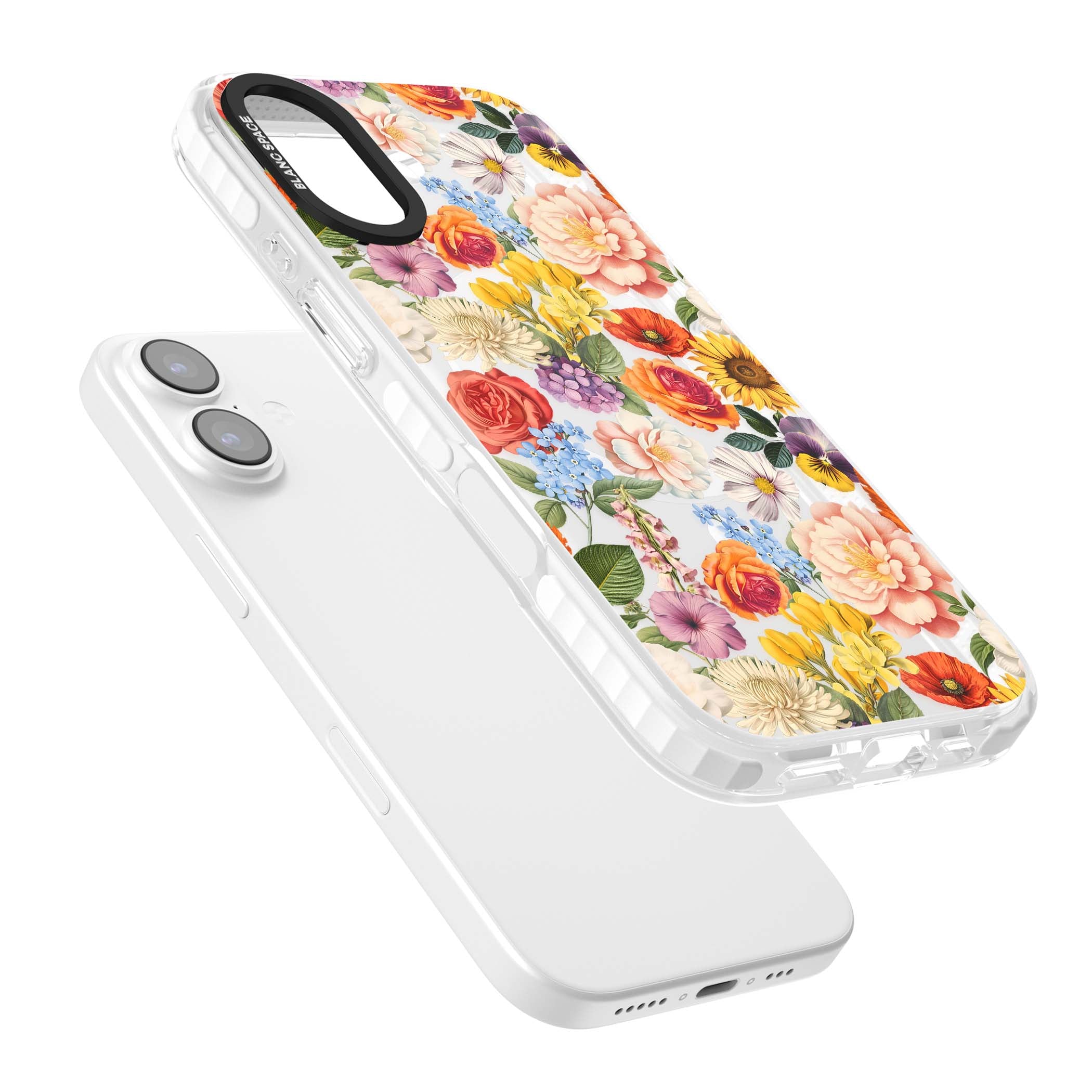 Bloom Basket floral iPhone case featuring cottage garden flowers including peonies, sunflowers, and wildflowers in pastel col | Impact Magsafe case for iPhone 17