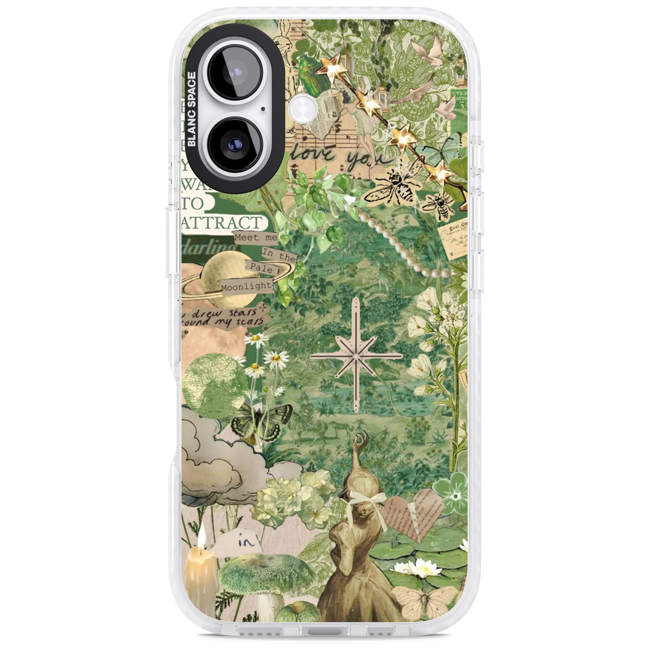 Green Vintage Collage iPhone 17 Impact Pro Clear Phone Case