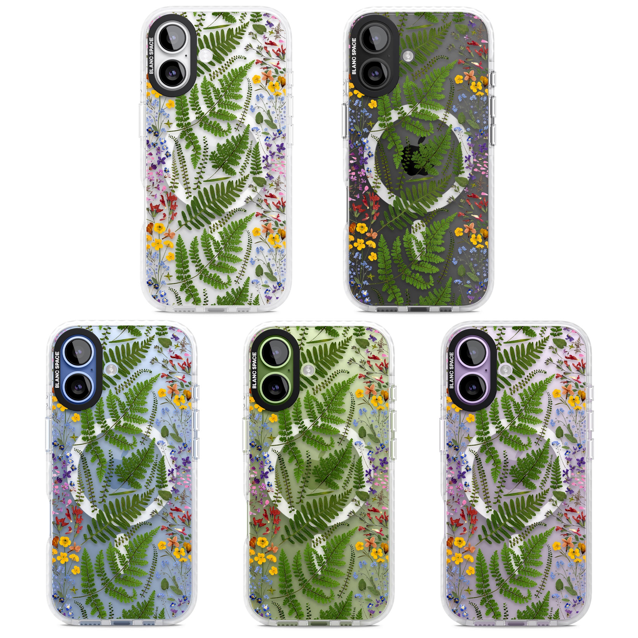 Botanical Fern & Floral iPhone 17 Impact Pro Clear Phone Case APT Impact Protection