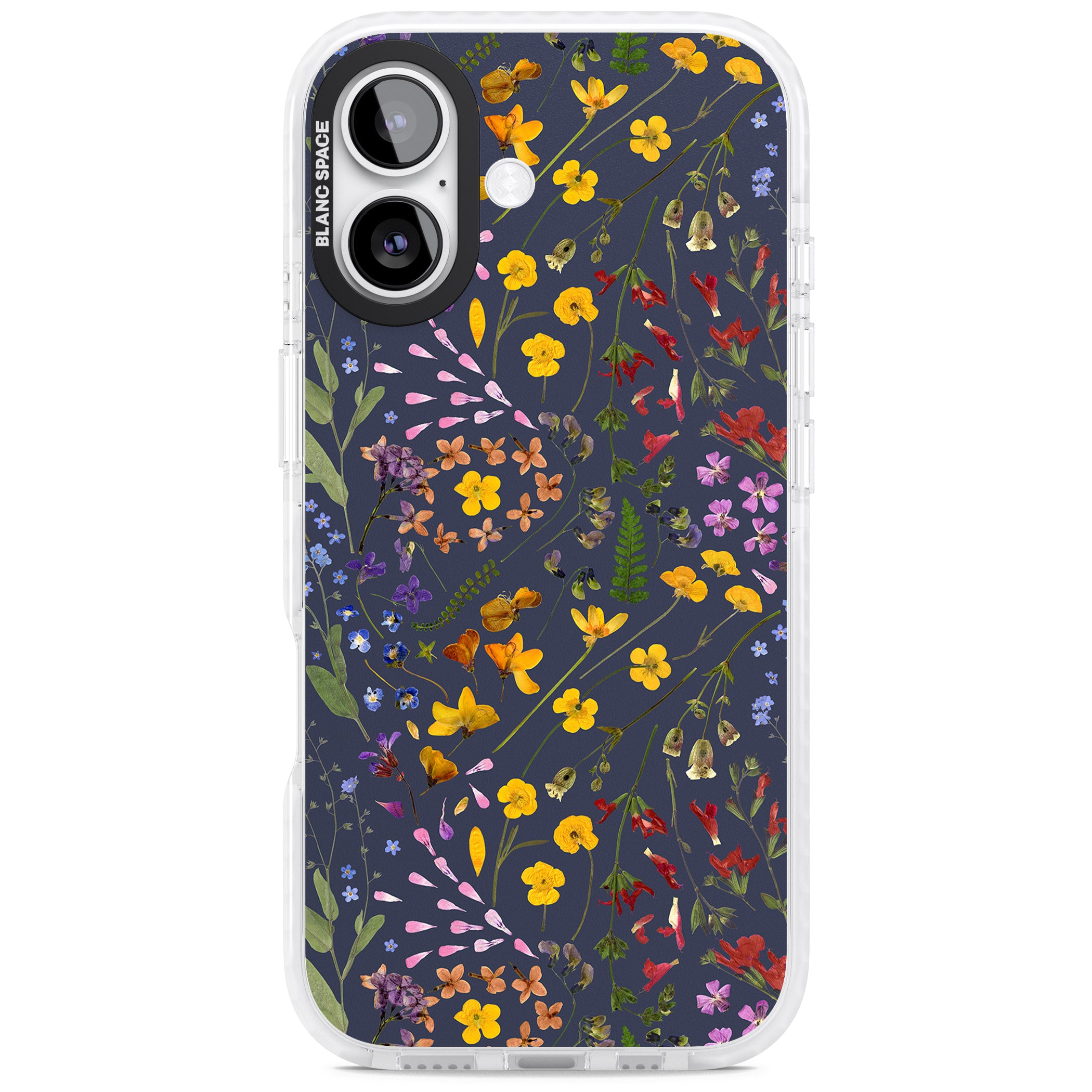Wildflower Leaves Cluster Navy iPhone 17 Impact Pro Clear Phone Case