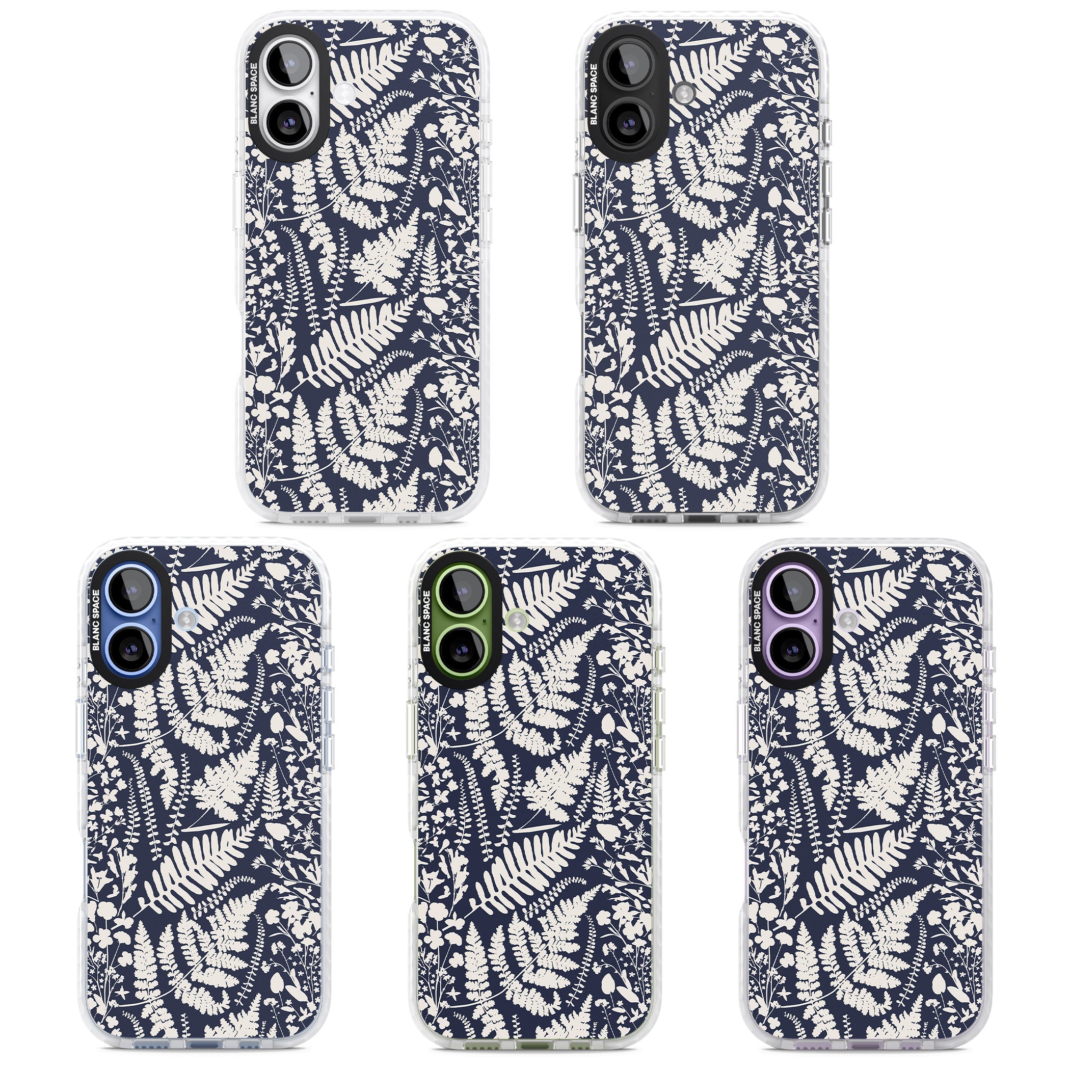 Wildflowers & Ferns On Navy iPhone 17 Impact Pro Clear Phone Case APT Impact Protection