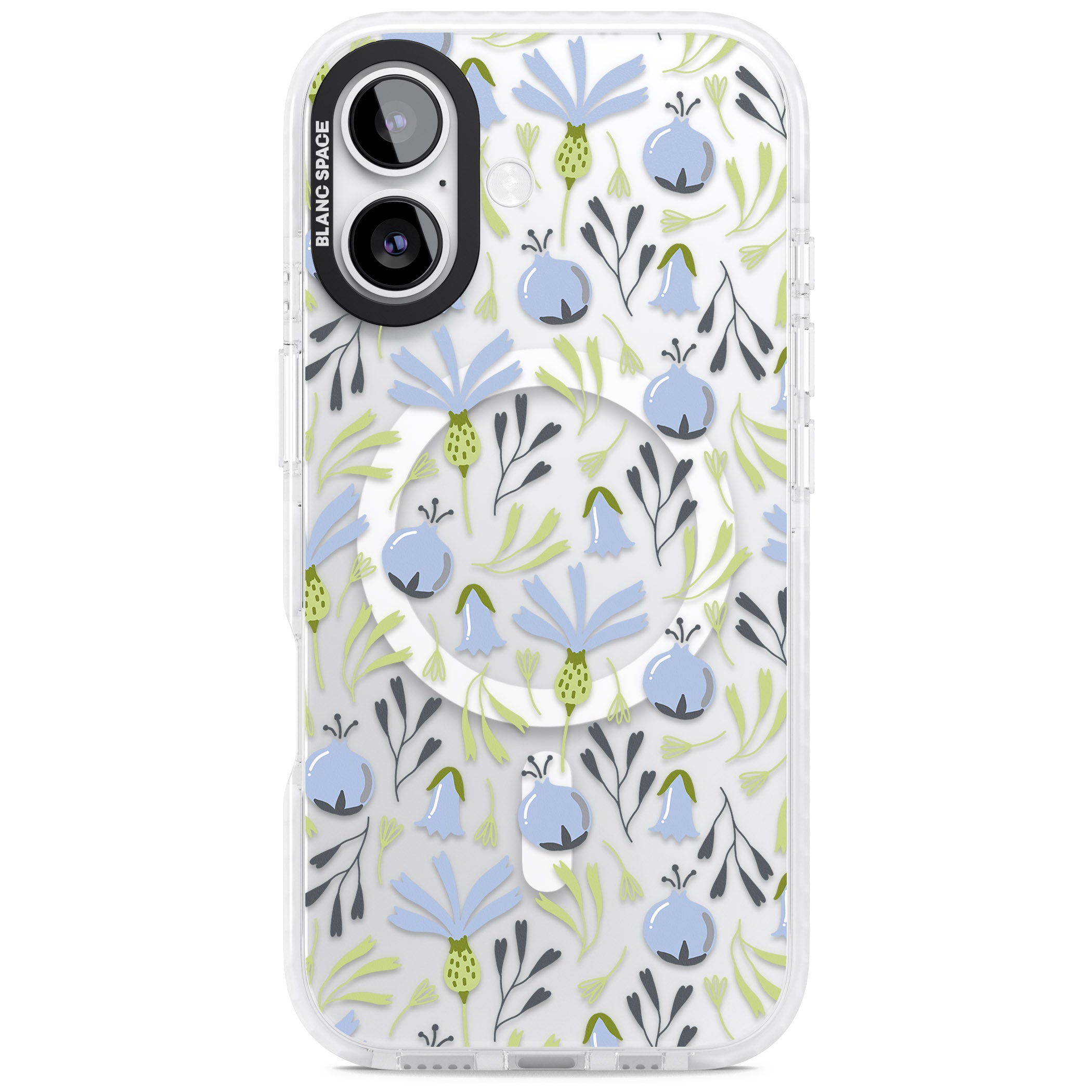 Blue Flora Bloom iPhone 17 Impact Pro Clear Phone Case