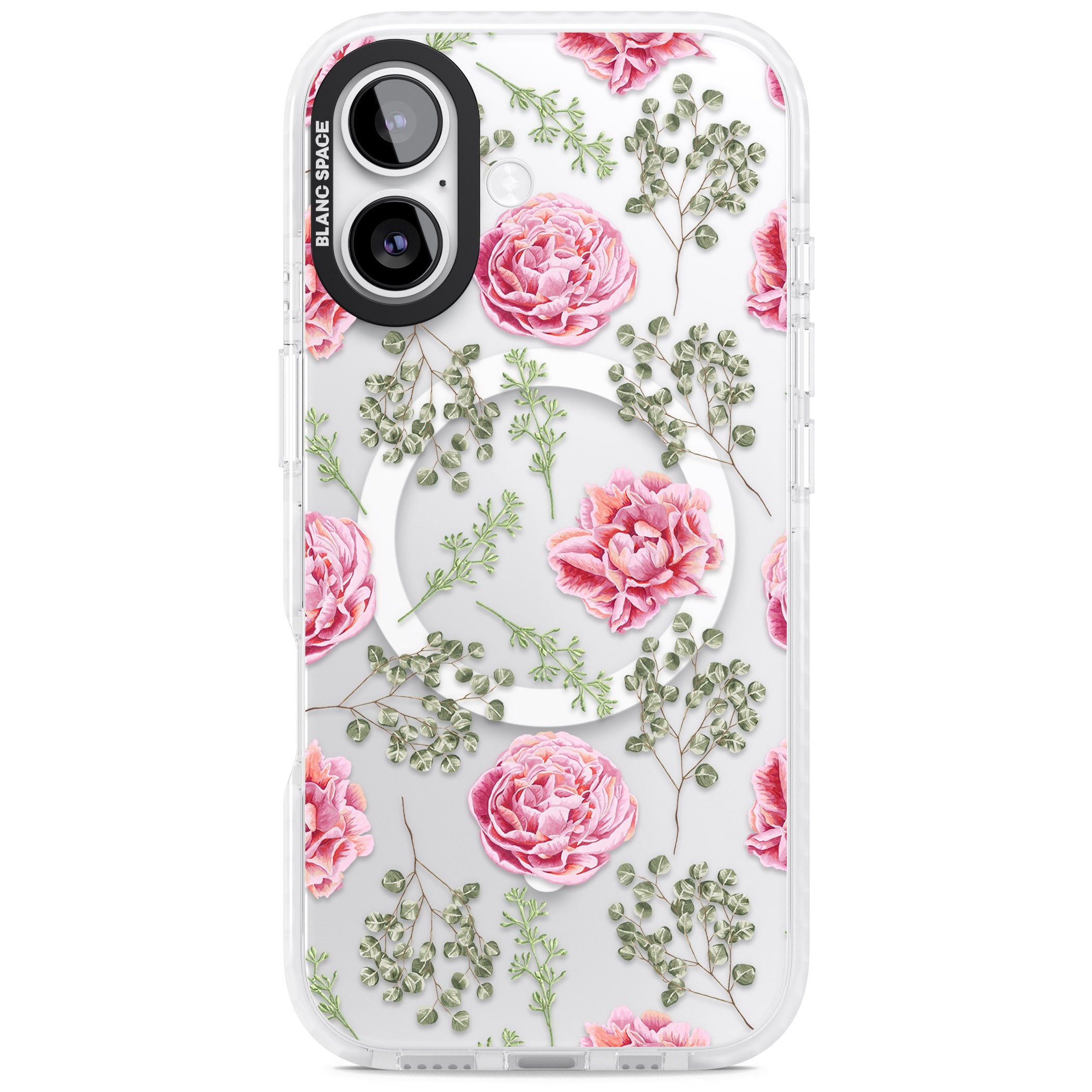 Roses & Eucalyptus Floral iPhone 17 Impact Pro Clear Phone Case