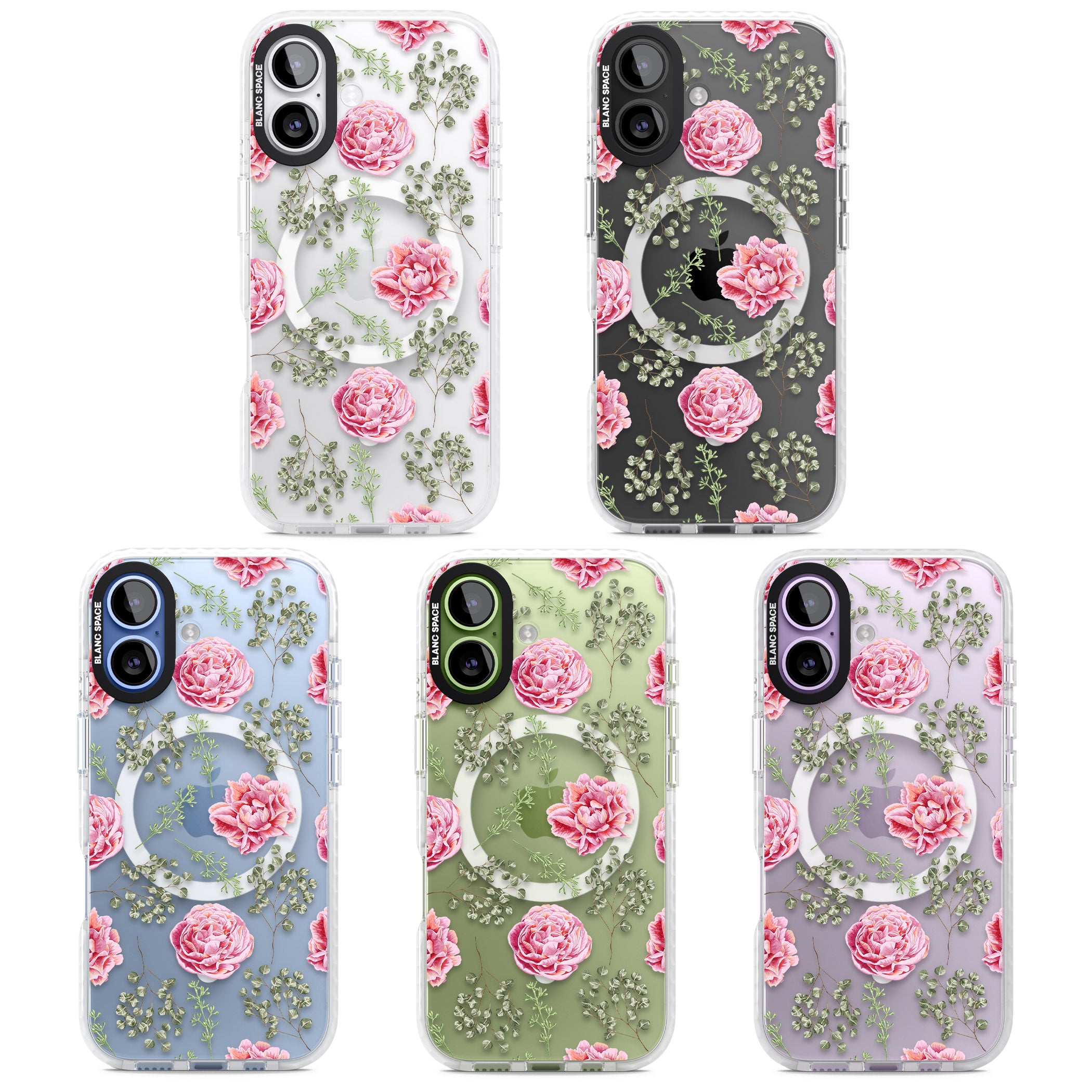 Roses & Eucalyptus Floral iPhone 17 Impact Pro Clear Phone Case APT Impact Protection