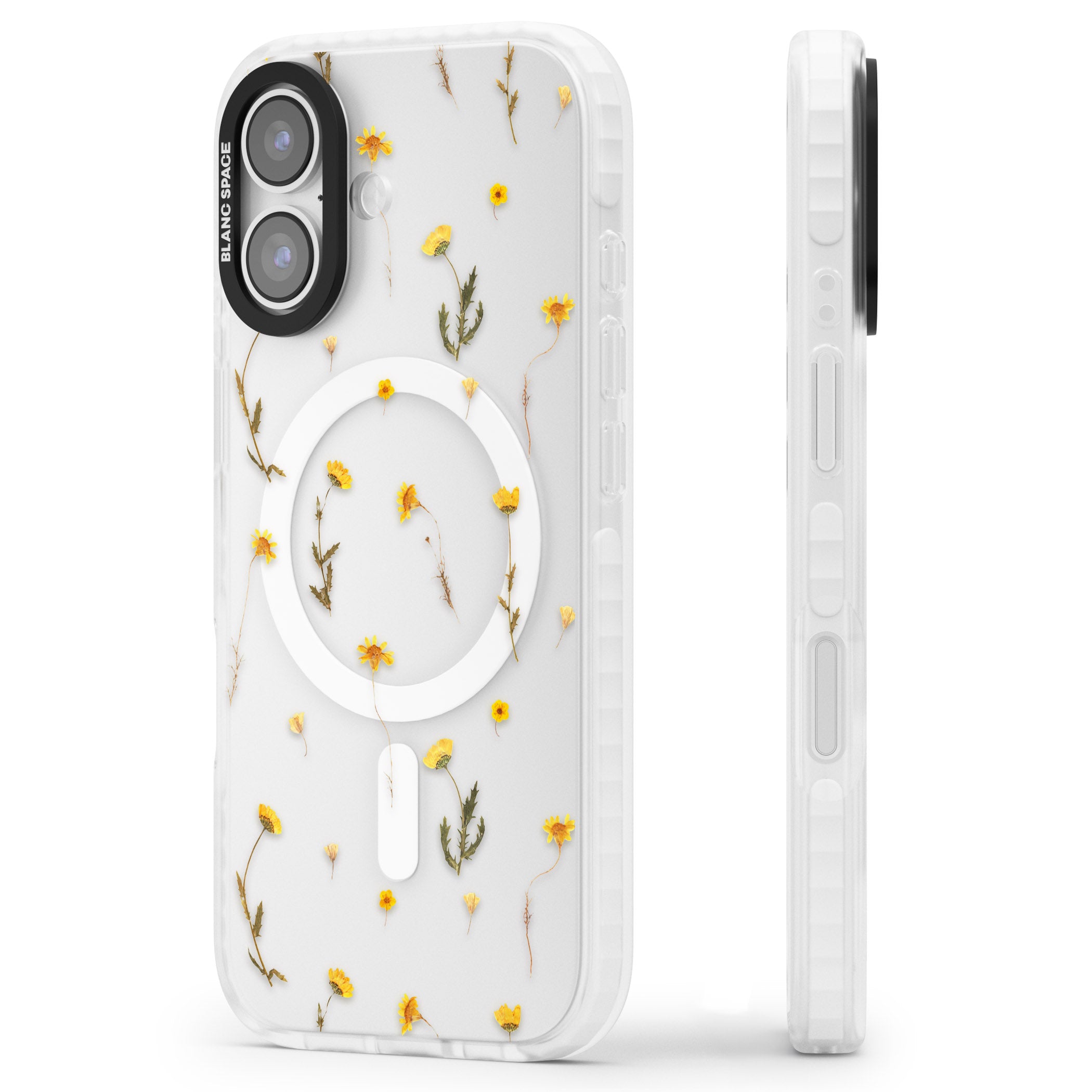 Yellow Wildflower iPhone 17 Impact Pro Clear Phone Case Side Profile