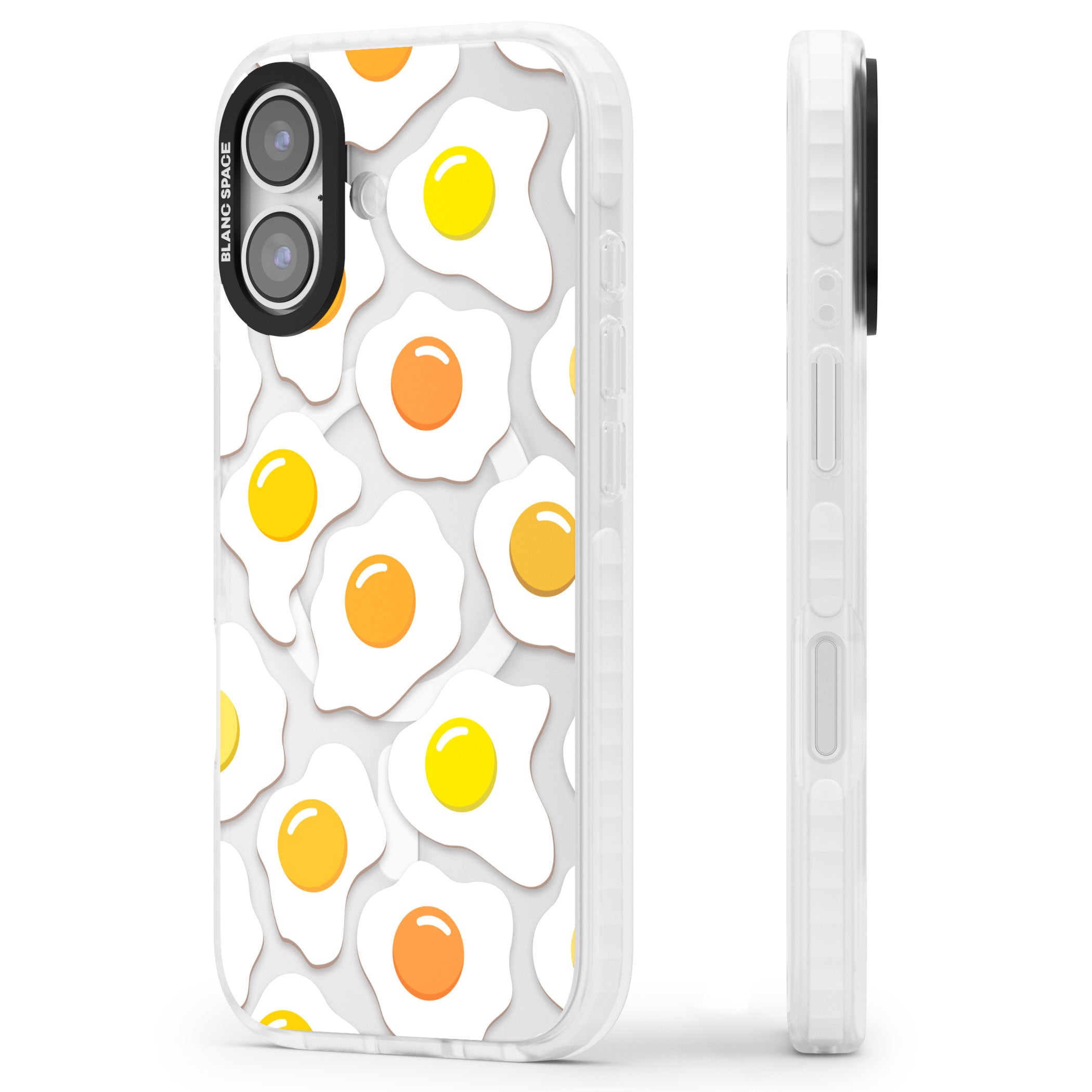 Fried Egg Pattern iPhone 17 Impact Pro Clear Phone Case Side Profile