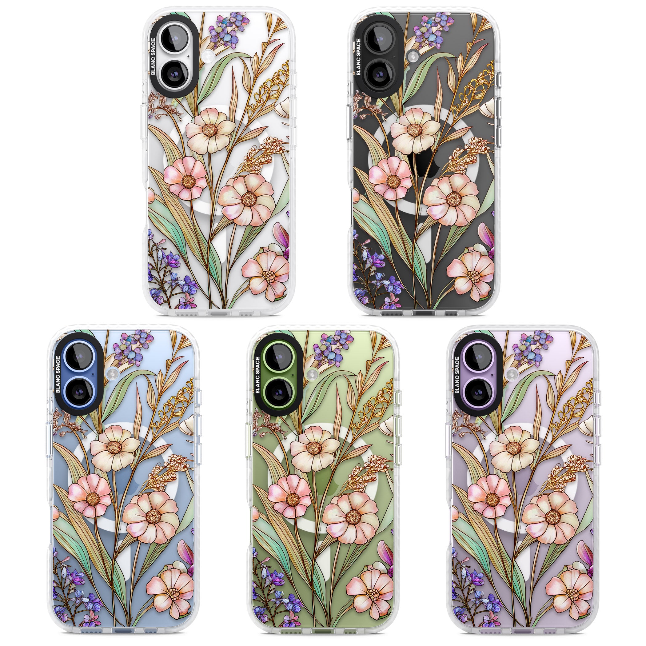 Glass Spring Flowers iPhone 17 Impact Pro Clear Phone Case APT Impact Protection