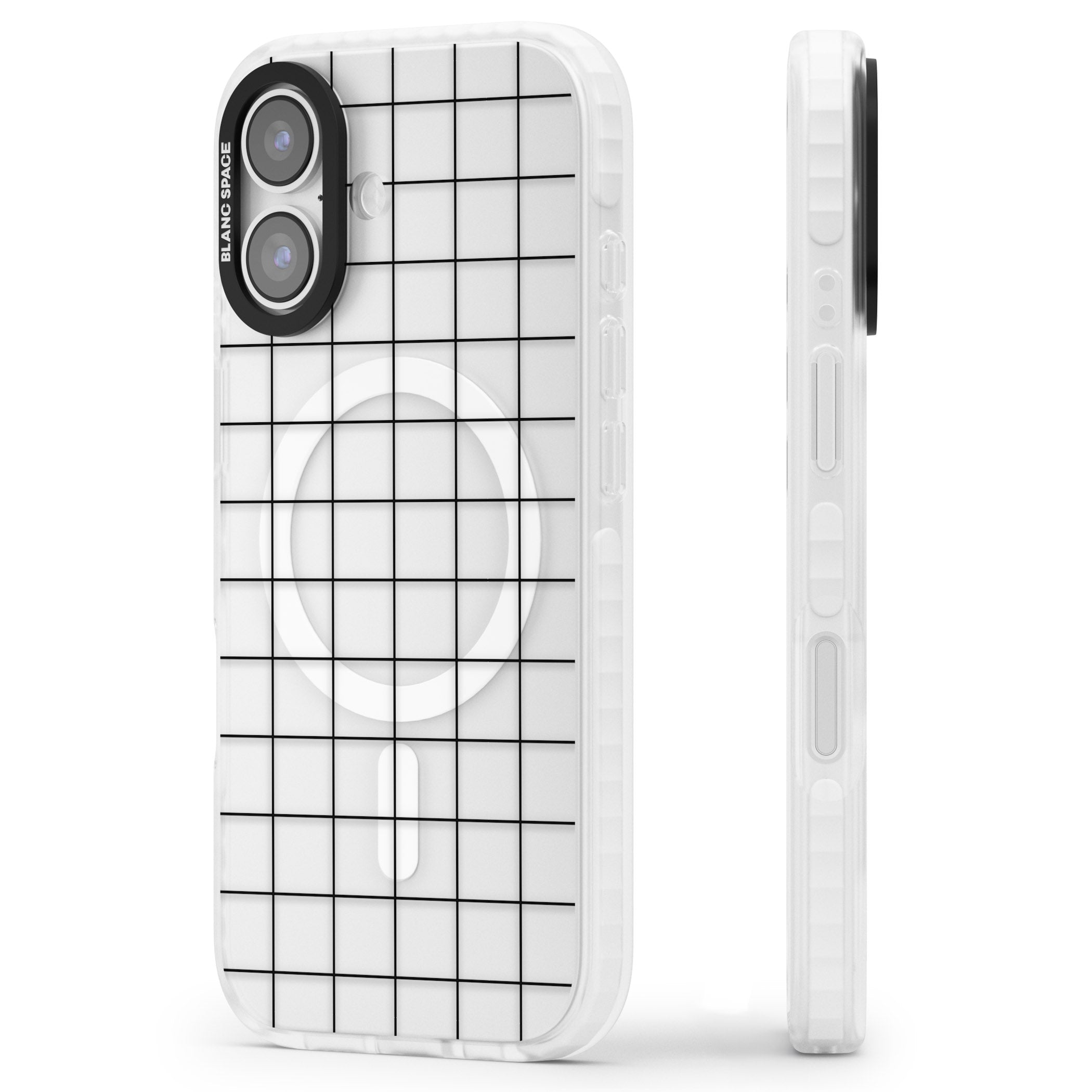 Simplistic Large Grid iPhone 17 Impact Pro Clear Phone Case Side Profile