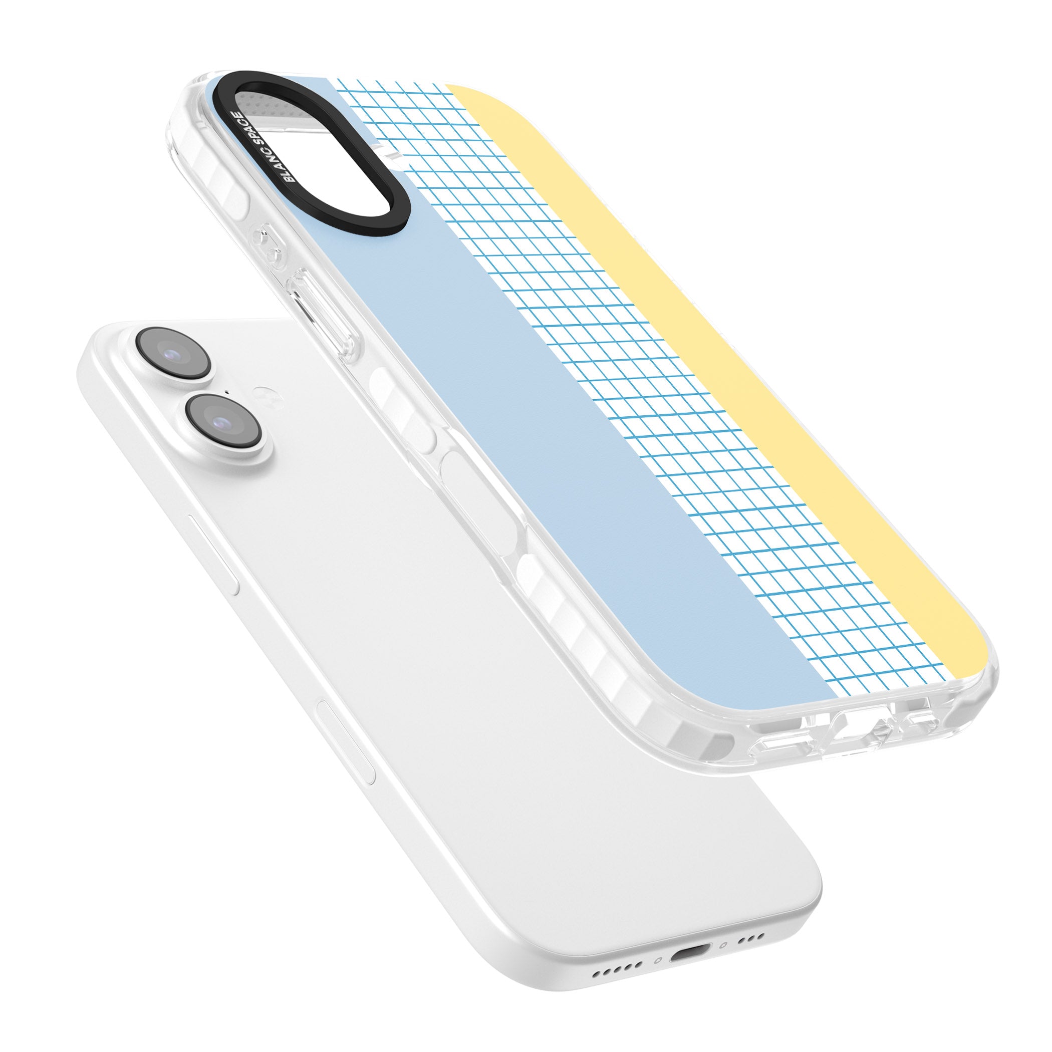 Abstract Grid Blue & Yellow iPhone 17 Impact Pro Clear Phone Case Colours
