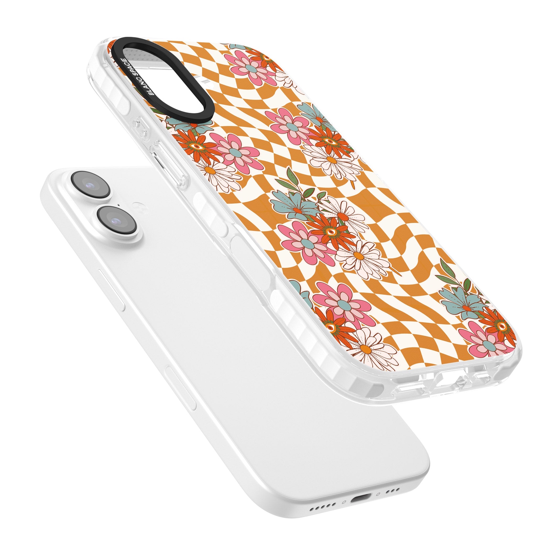 Wavy Checked Bloom iPhone 17 Impact Pro Clear Phone Case Colours