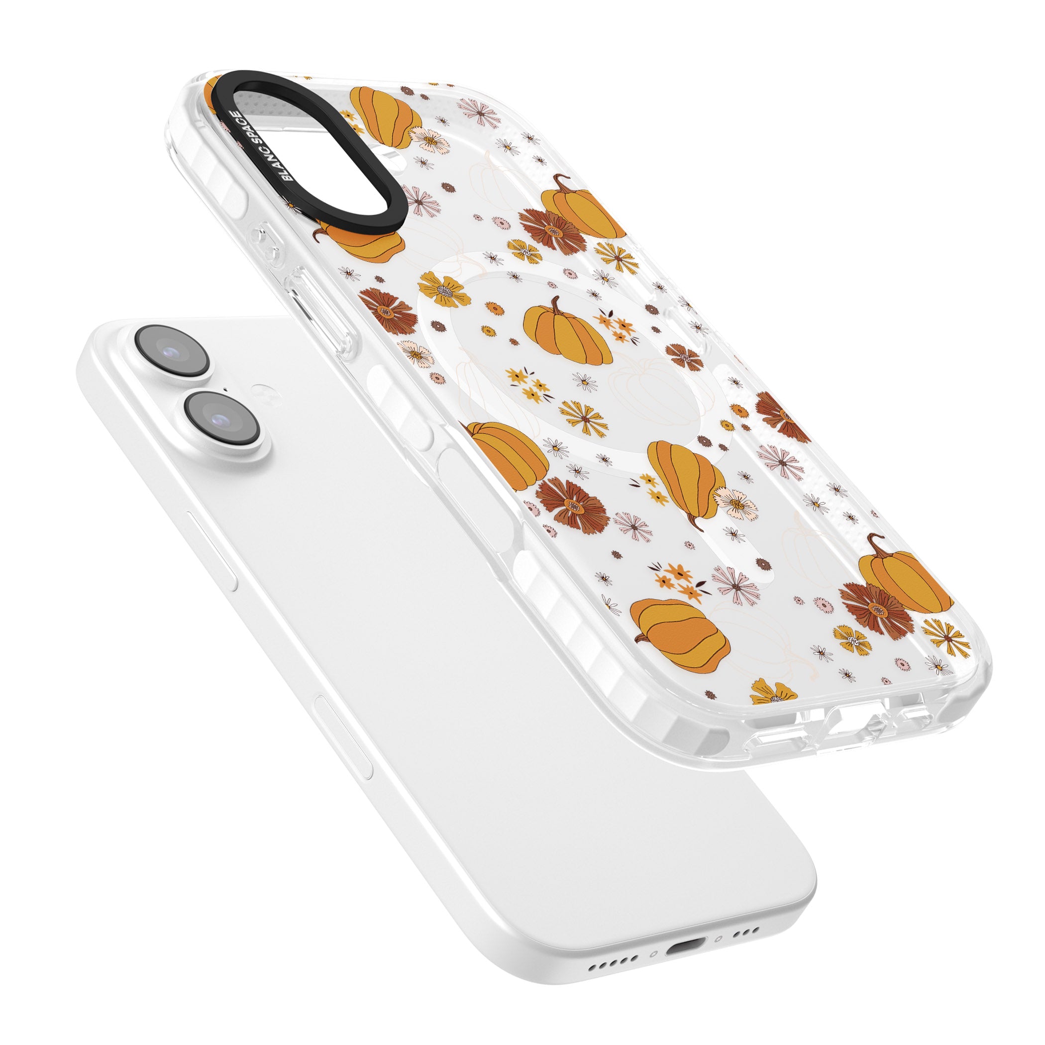 Halloween Pumpkins And Flowers iPhone 17 Impact Pro Clear Phone Case Colours