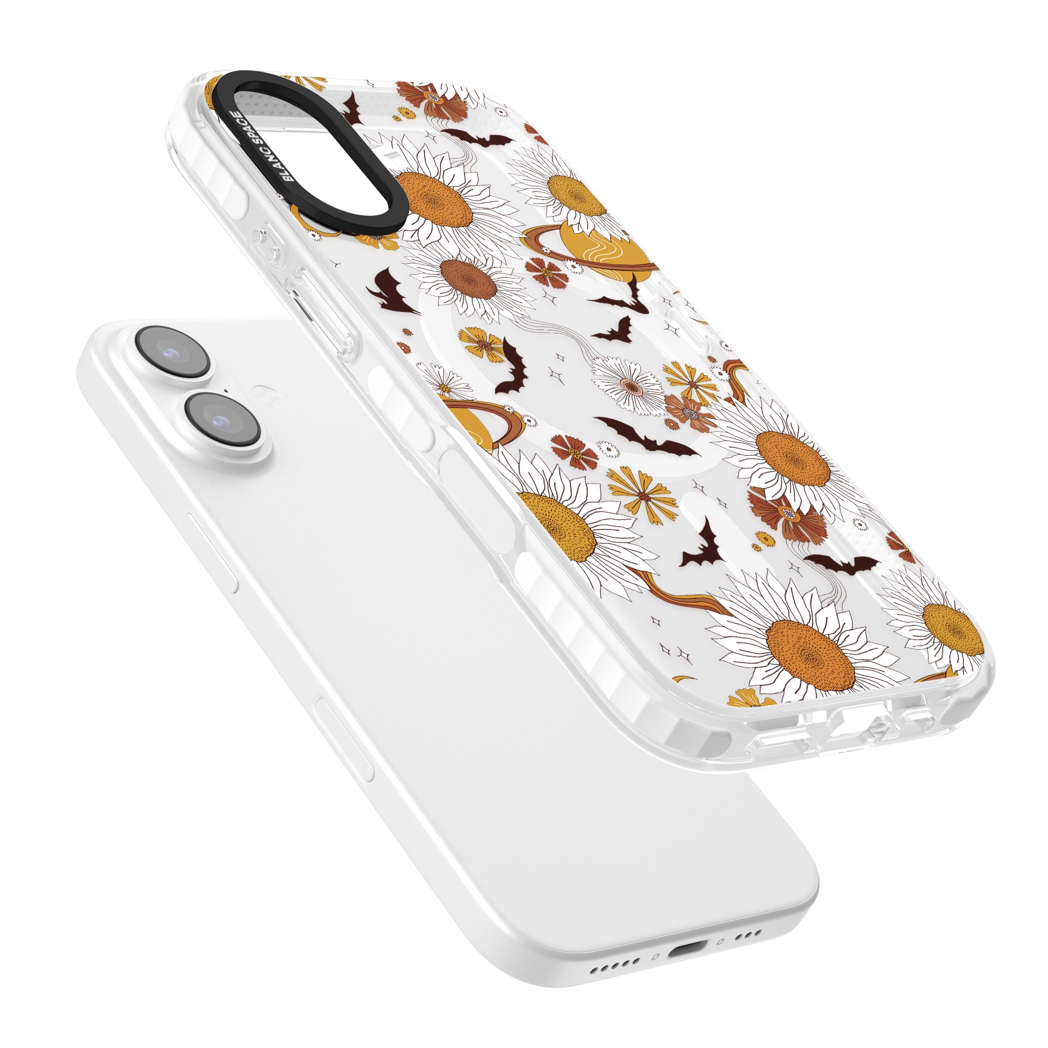 Halloween Bats And Planets iPhone 17 Impact Pro Clear Phone Case Colours