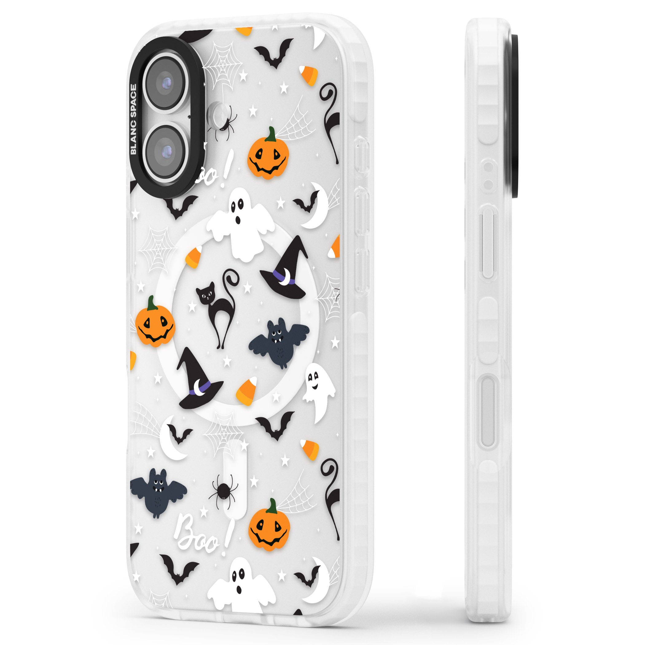 Halloween Mix Pattern iPhone 17 Impact Pro Clear Phone Case Side Profile