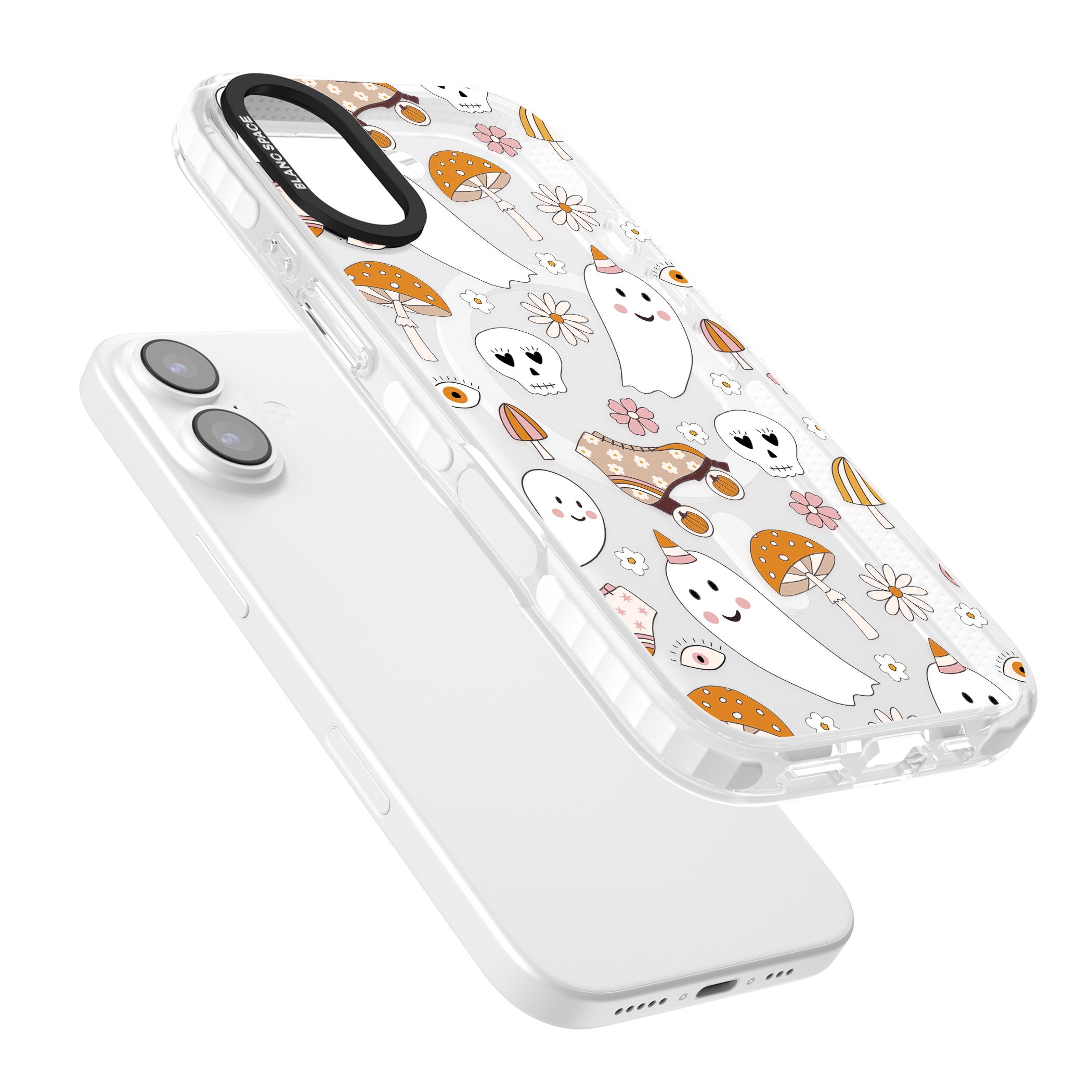 Cute Ghost And Skulls Pattern iPhone 17 Impact Pro Clear Phone Case Colours