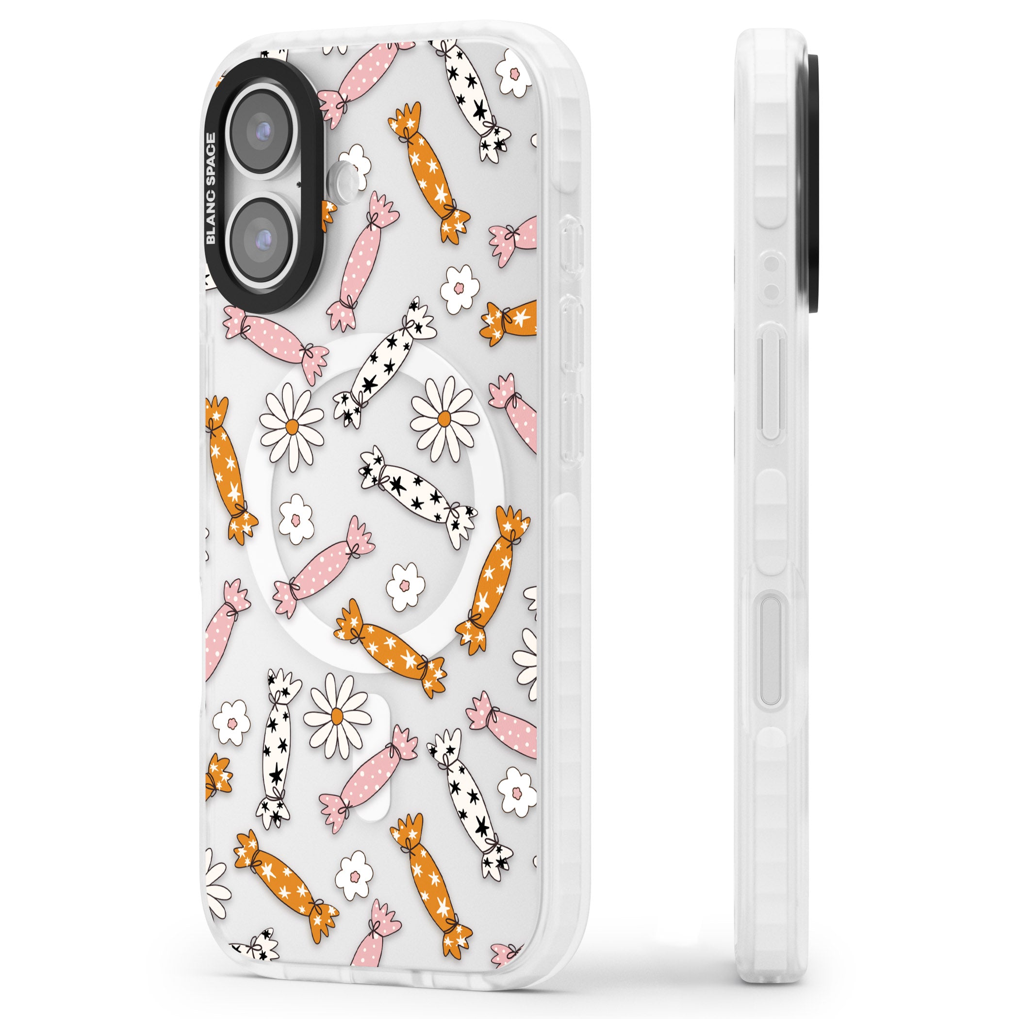 Floral Candy iPhone 17 Impact Pro Clear Phone Case Side Profile