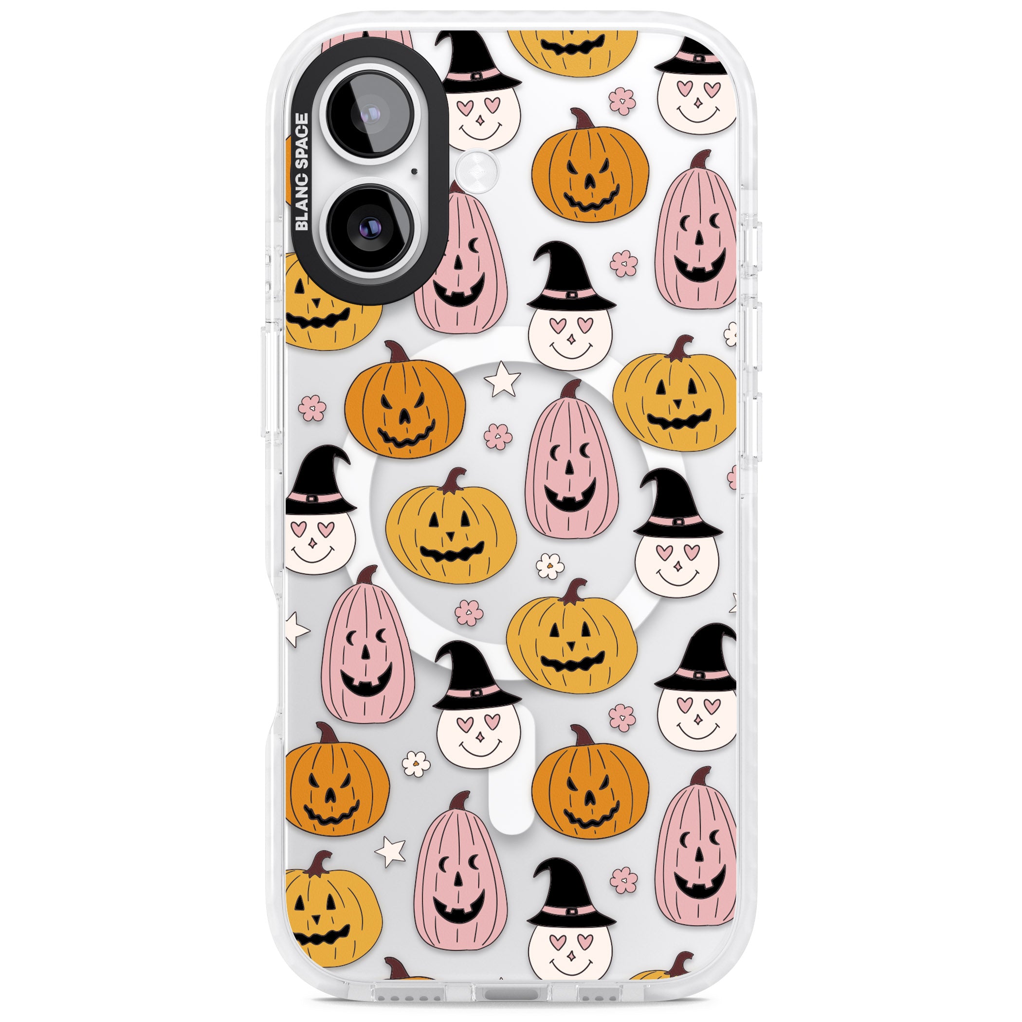 Witches And Pumpkins Pattern iPhone 17 Impact Pro Clear Phone Case