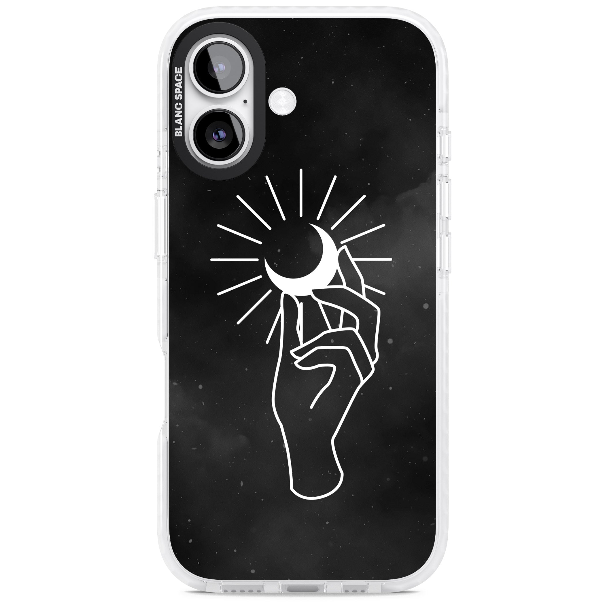 Hand Holding Celestial Moon iPhone 17 Impact Pro Clear Phone Case
