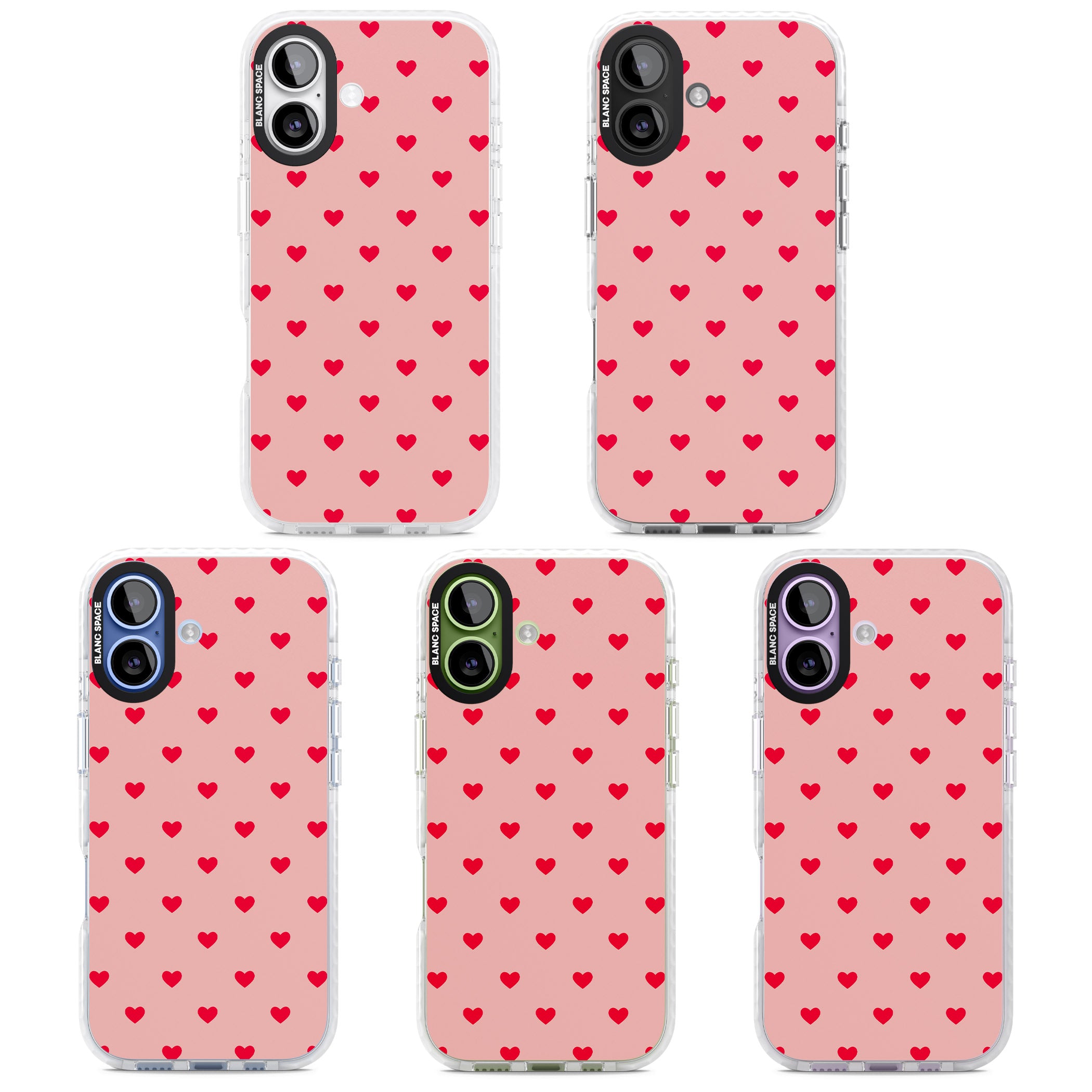 Small Heart Pattern: Red & Pink iPhone 17 Impact Pro Clear Phone Case APT Impact Protection