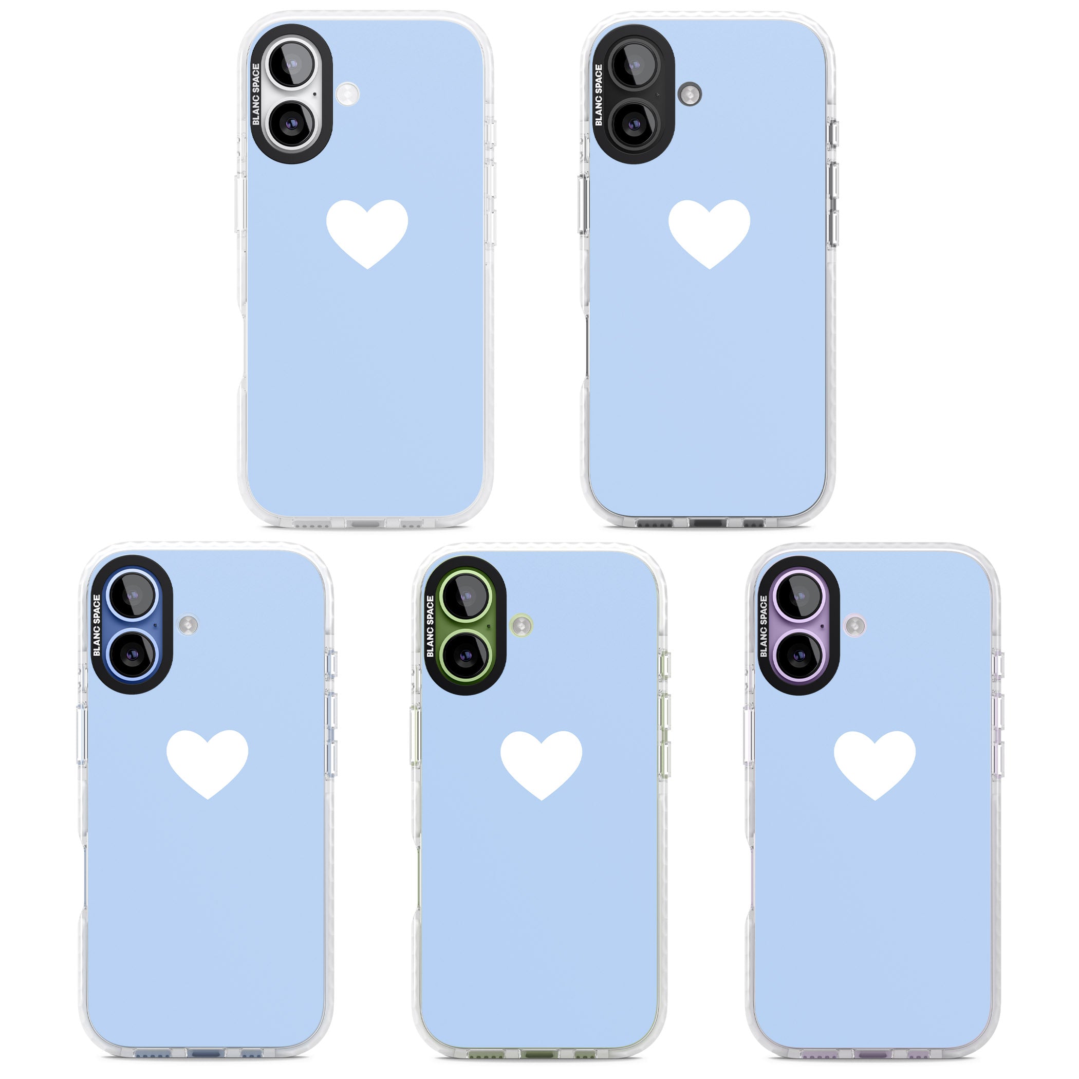 Single Heart Design: White & Baby Blue iPhone 17 Impact Pro Clear Phone Case APT Impact Protection