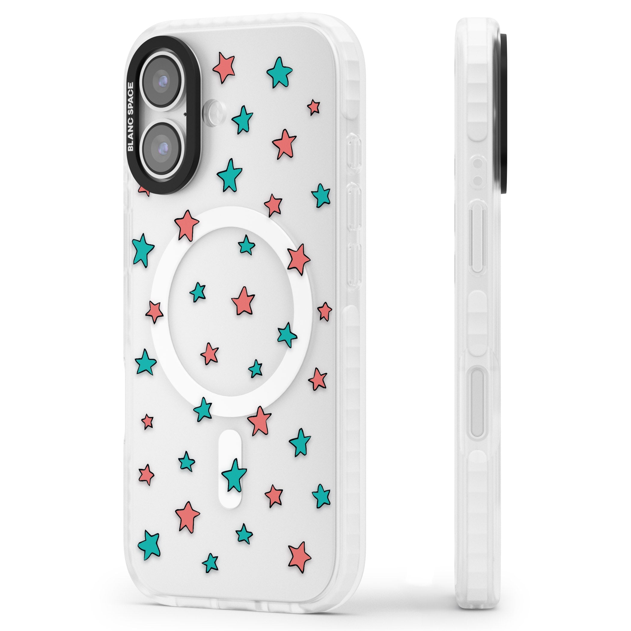 Heartstopper Stars Pattern iPhone 17 Impact Pro Clear Phone Case Side Profile