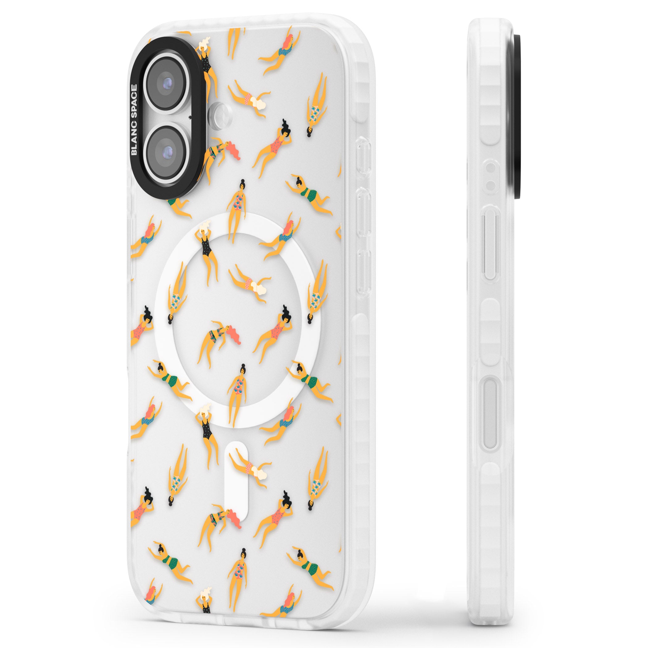 Poolside Pattern iPhone 17 Impact Pro Clear Phone Case Side Profile