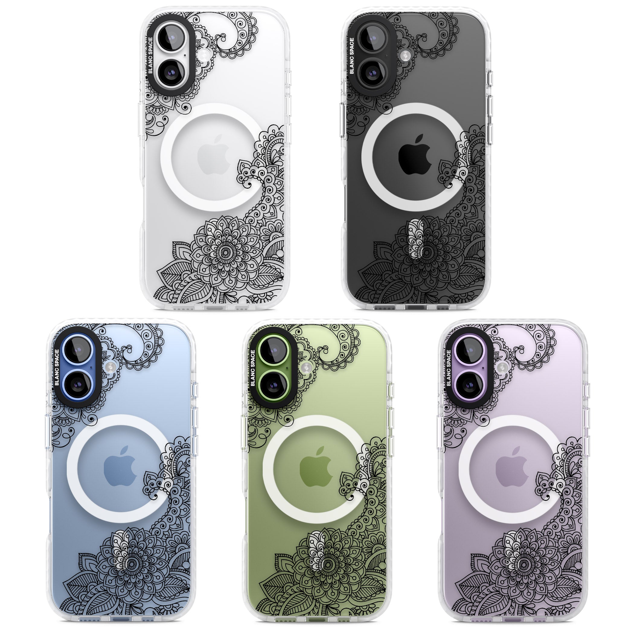 Black Henna Botanicals iPhone 17 Impact Pro Clear Phone Case APT Impact Protection