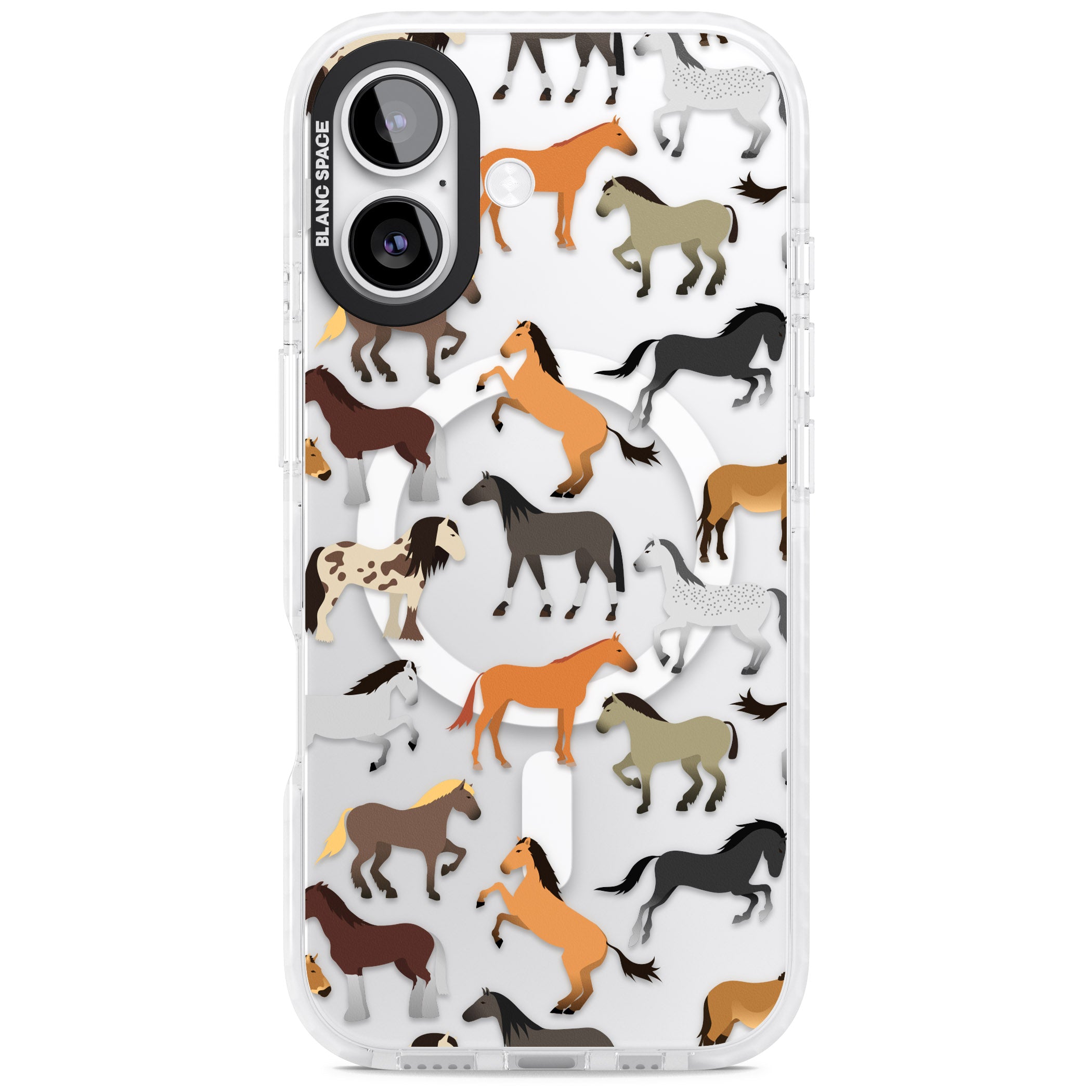 Horse Pattern iPhone 17 Impact Pro Clear Phone Case
